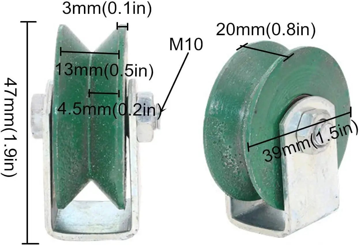 Dimensions of Heavy Duty Plate Caster Wheel With V Groove For Inverted Track And Sliding Gate Use On Barn Doors Office Carts
