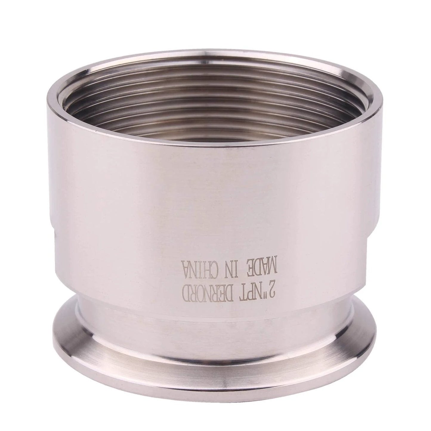 2 Inch Tri Clamp Adapter To 2 Inch FNPT Ferrule Sanitary Pipe Fitting Stainless Steel 304 For Food Beverage Dairy Use Corrosion Resistant Easy Install Milling Edge Silver