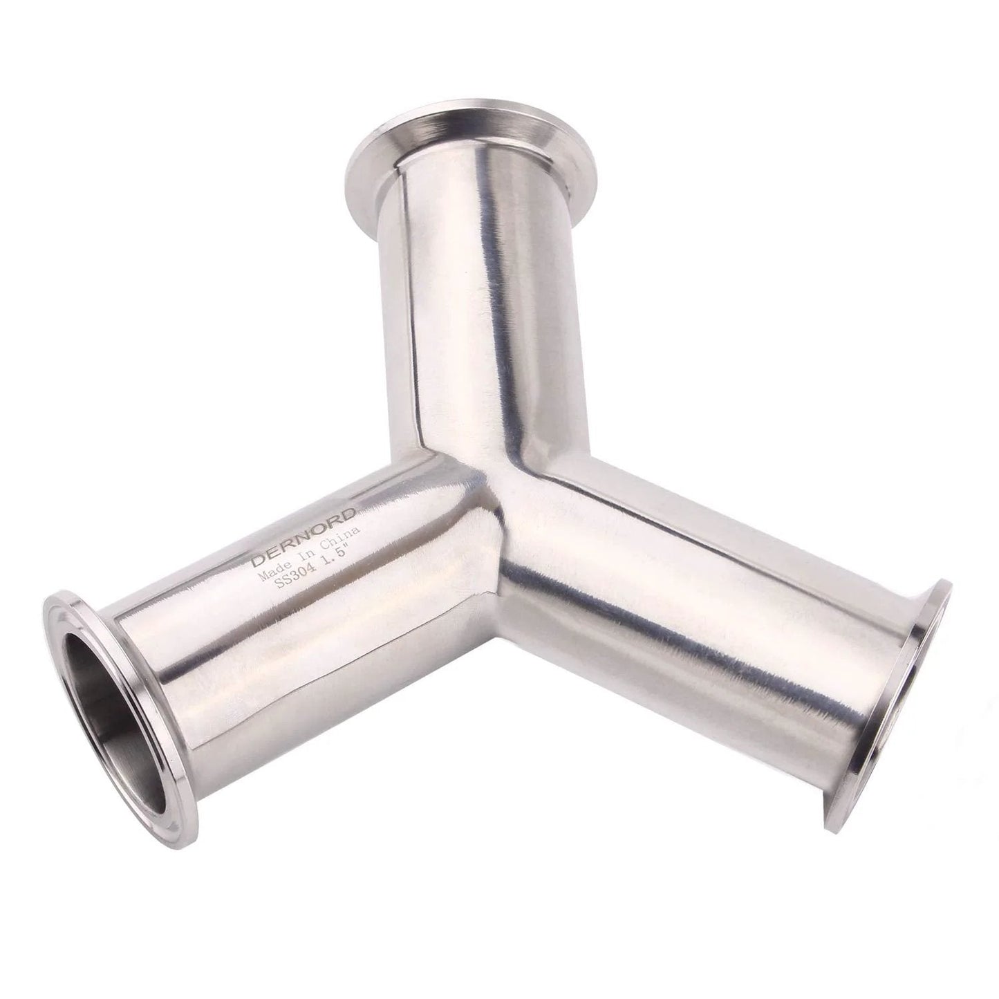 Tri Clamp Wye Clamp End True Y Type Tee For 1.5 Inch Pipe OD In Stainless Steel 304 Heavy Duty Three Way Tubing Connector With Clamp End Fittings, Corrosion Resistant And High Temperature Capable, Fits Ferrule 50.5mm