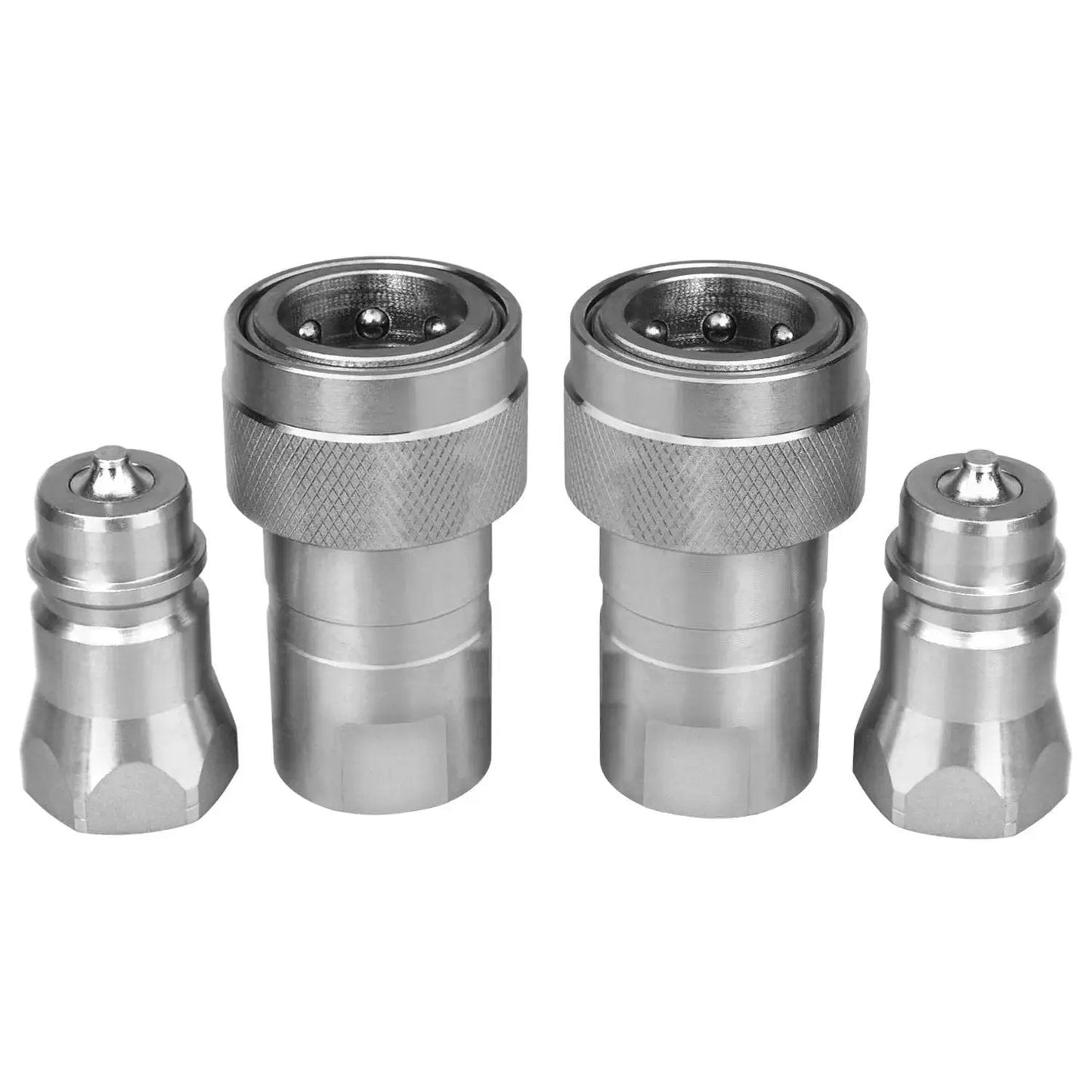 Half Inch Ag Hydraulic Quick Connect Tractor Couplers With Dust Caps Pioneer Style ISO 5675 NPT Thread Poppet Valve 2-pack