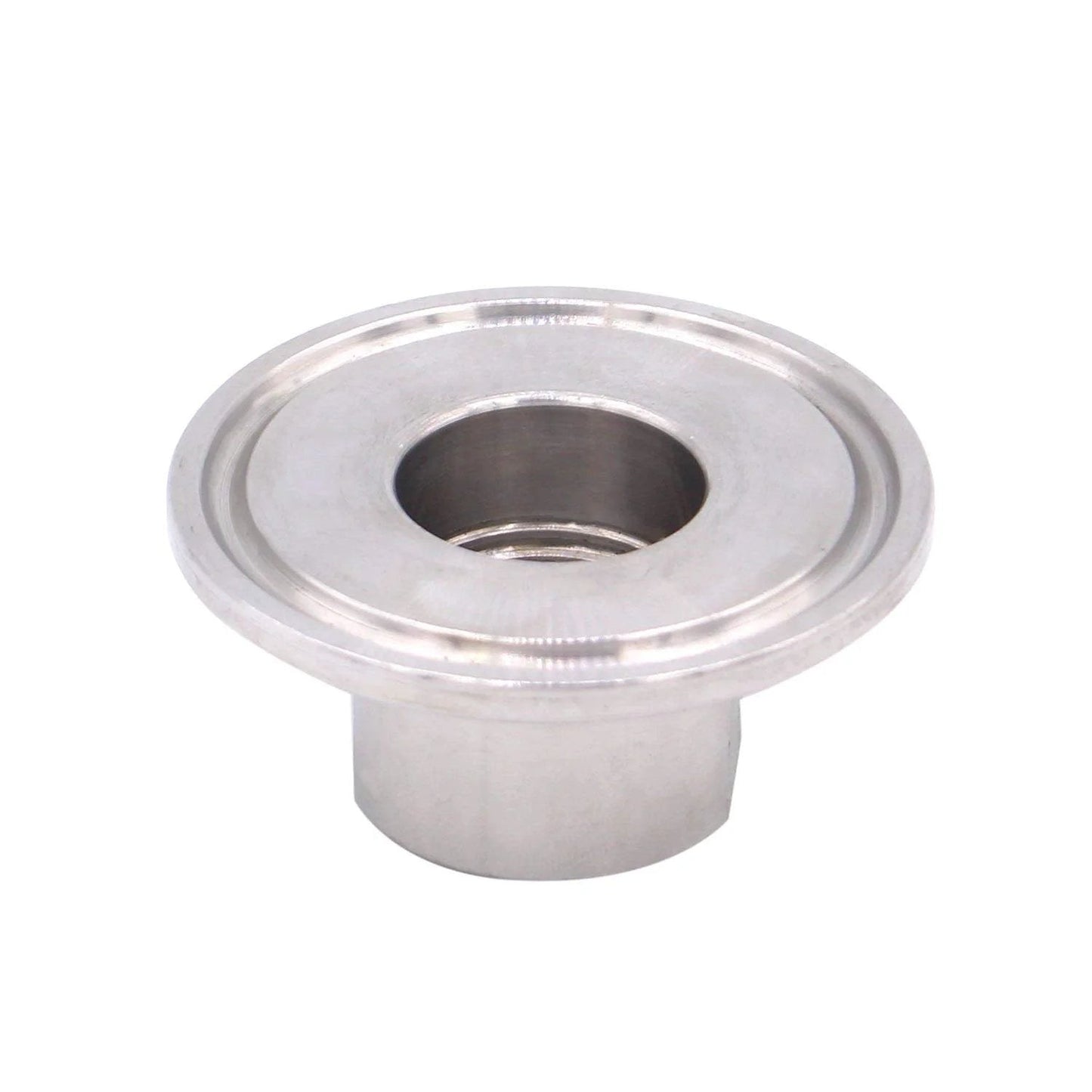 Stainless Steel 304 Sanitary Tri Clamp To Half Inch NPT Female Connector For Food Beverage And Dairy One And A Half Inch Tri Clamp Fitting Corrosion Resistant High Temperature Sanitation Pro Grade Quality By DERNORD, close-up view