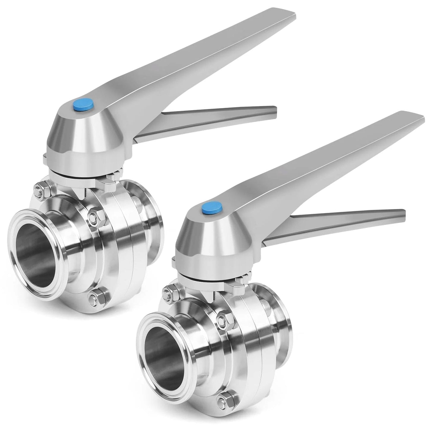 1.5 Inch Tri Clamp Butterfly Valve With Trigger Handle Sanitary 304 Stainless Steel 2 Pack For Beverage Lines Temperature Range 15 F To 200 F Max Pressure 1.5 MPa 100 Percent Hydraulic Tested JMCOLMT