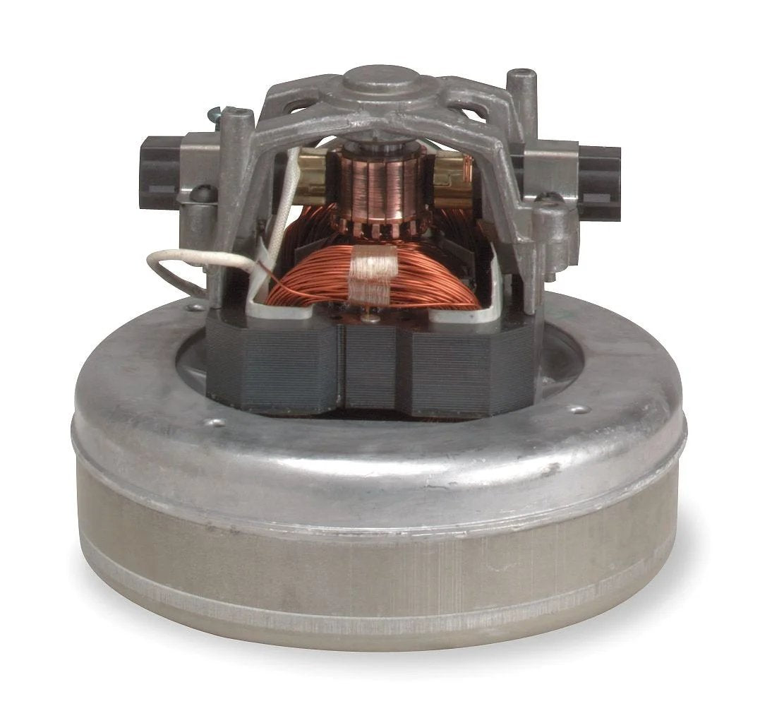 Front view of Powerful 120V Vacuum Blower Motor From Ametek Lamb With 1 Stage Design, 112 CFM, 6.8 Amps, 5.7 Inch Diameter, 4.5 Inch Height
