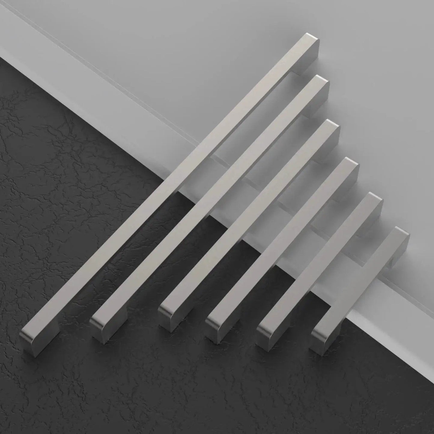 Brushed Satin Nickel Cabinet Pulls 5 Inch 128mm Hole Centers Pack of 10 Durable Zinc Alloy Handles ZH0062 on display