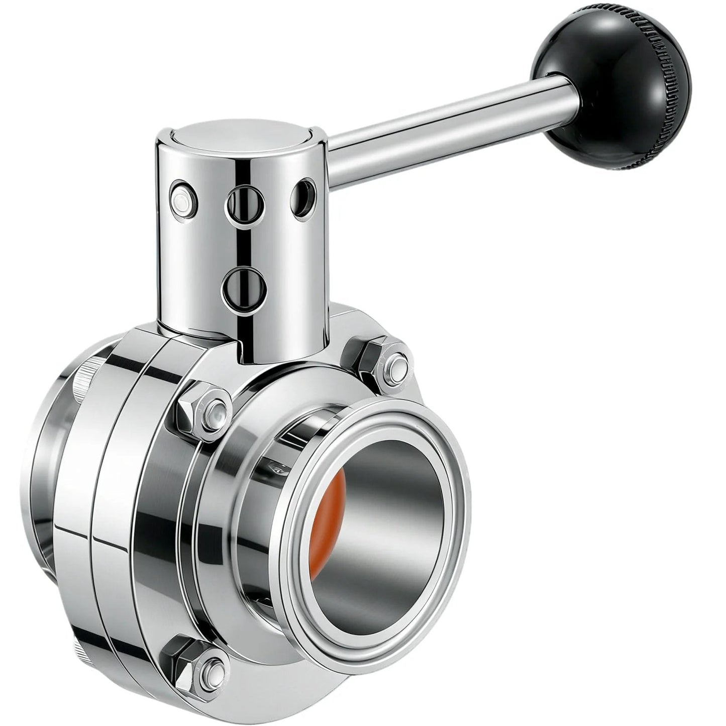1.5 Inch Sanitary Butterfly Valve 304 Stainless Steel With Pull Handle Tri Clamp, Heavy Duty Food Grade Valve For Dairy Beer Brewing, Temperature Range 15F To 200F, Max Pressure 1.6MPa, Silicone Seat