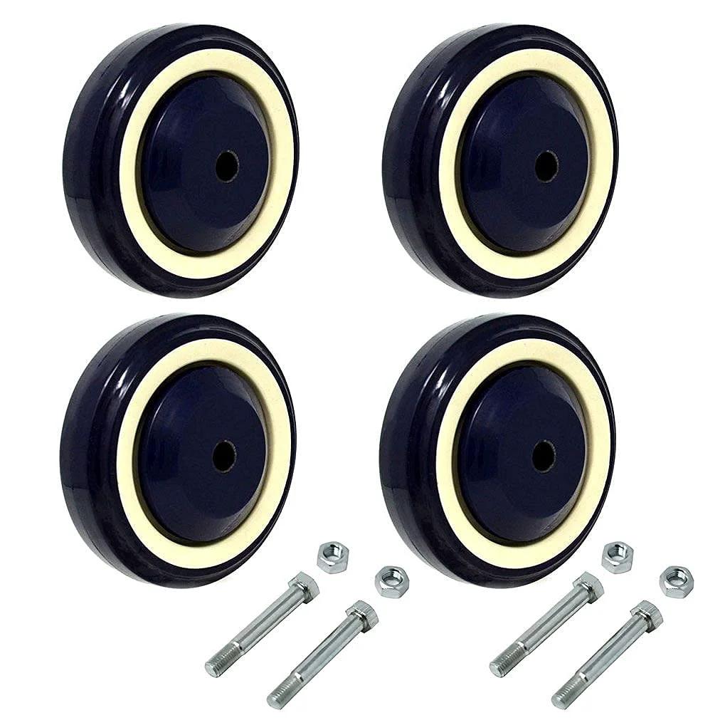 4 Inch Polyurethane Shopping Cart Wheels Pack Of Four With Stepped And Full Tread Face And Double Ball Bearing, 1200 Lbs Total Capacity, Durable Quiet Urethane Casters For Heavy Duty Carts, Wear Resistant And Smooth Rolling
