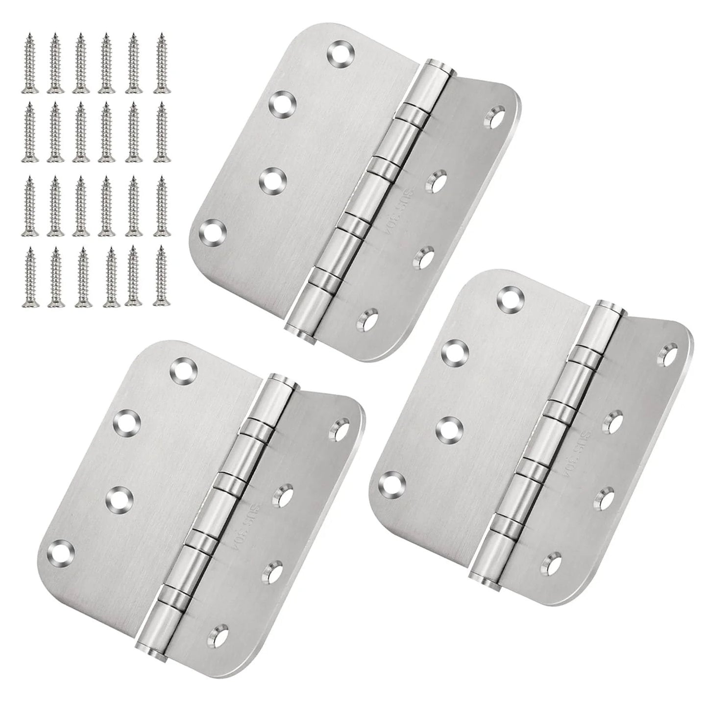 304 Stainless Steel Door Hinges 4 Inch Heavy Duty Ball Bearing Interior And Exterior Hinges For Left And Right Doors With Five Eighths Radius Corners 3 Pack Rust Resistant Weatherproof Durable Construction