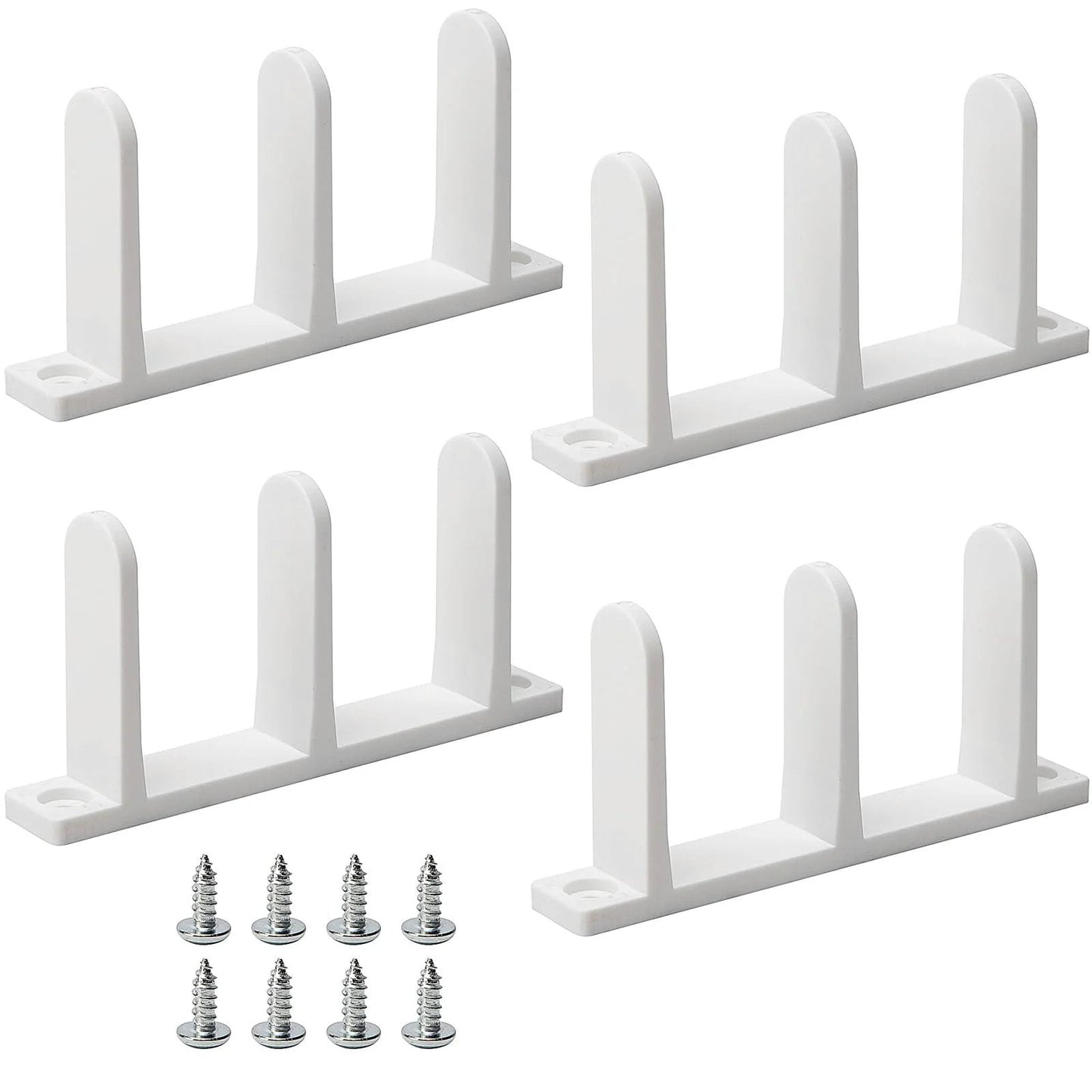 4 Pack Universal Sliding Door Bottom Guide In White ABS Floor Track For One And Three Eighths Inch Thick Closet And Cabinet Doors Includes Mounting Screws And Side Support To Keep Doors Centered And Sliding Smoothly