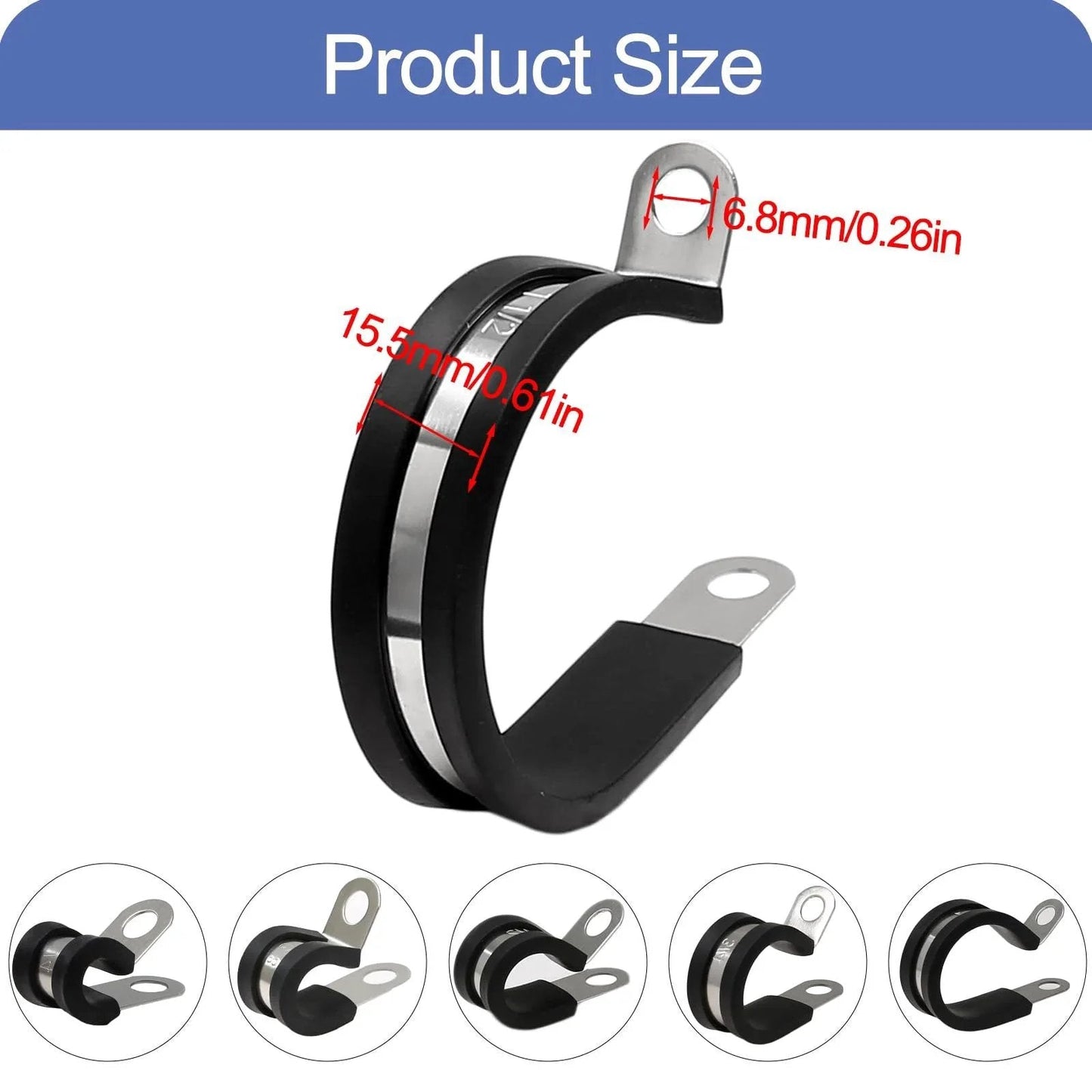 12 Pack One And A Half Inch Cable Clamps With Rubber Cushioned Insulation And 304 Stainless Steel Construction For Securely Mounting Pipes And Hoses Durable Wire Clamps For RV Automotive Marine And Industrial Use 38.1 mm