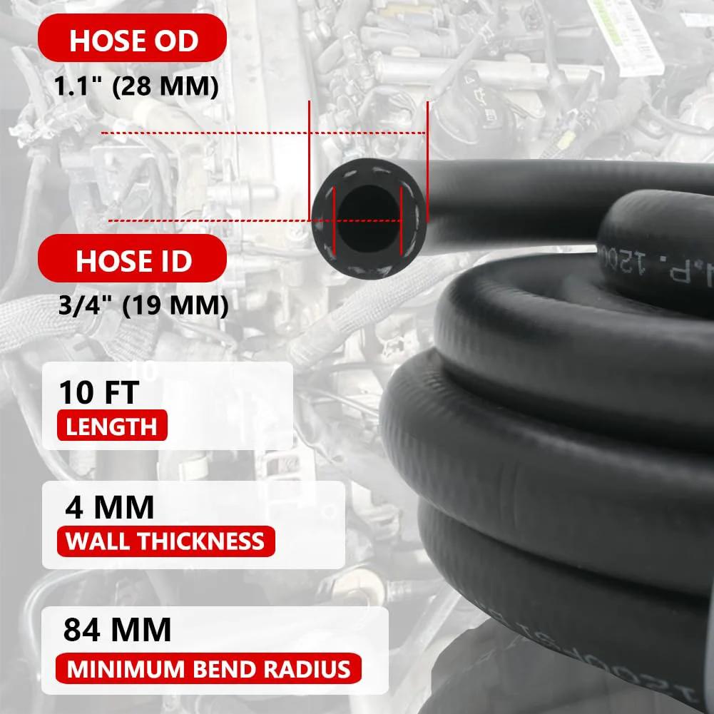 Image showing Three Quarter Inch Push On Fuel Line Hose NBR For Gas Diesel Biodiesel Engine Oil And Hydraulic Fluid, 10 Ft Length