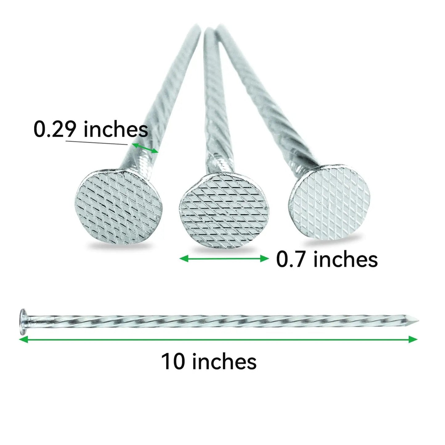 Heavy Duty 50 Pack Galvanized Landscape Stakes 10 Inch Spiral Spikes with 0.7 Inch Top for Paver Edging and Weed Barrier