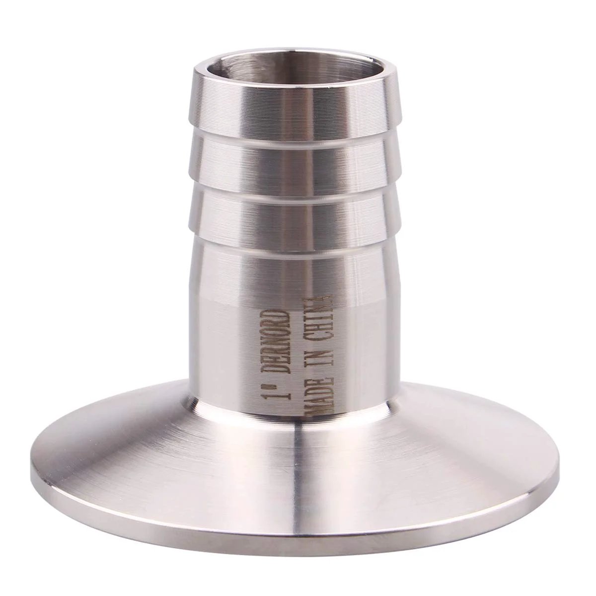 2 Inch Tri Clamp to 1 Inch Hose Barbed Adapter SUS304 Stainless Steel Sanitary Fitting For Rubber Plastic TPU Hoses Barbed 1 Inch Barb Connection For 2 Inch Tri Clamp Clover Fittings, front view