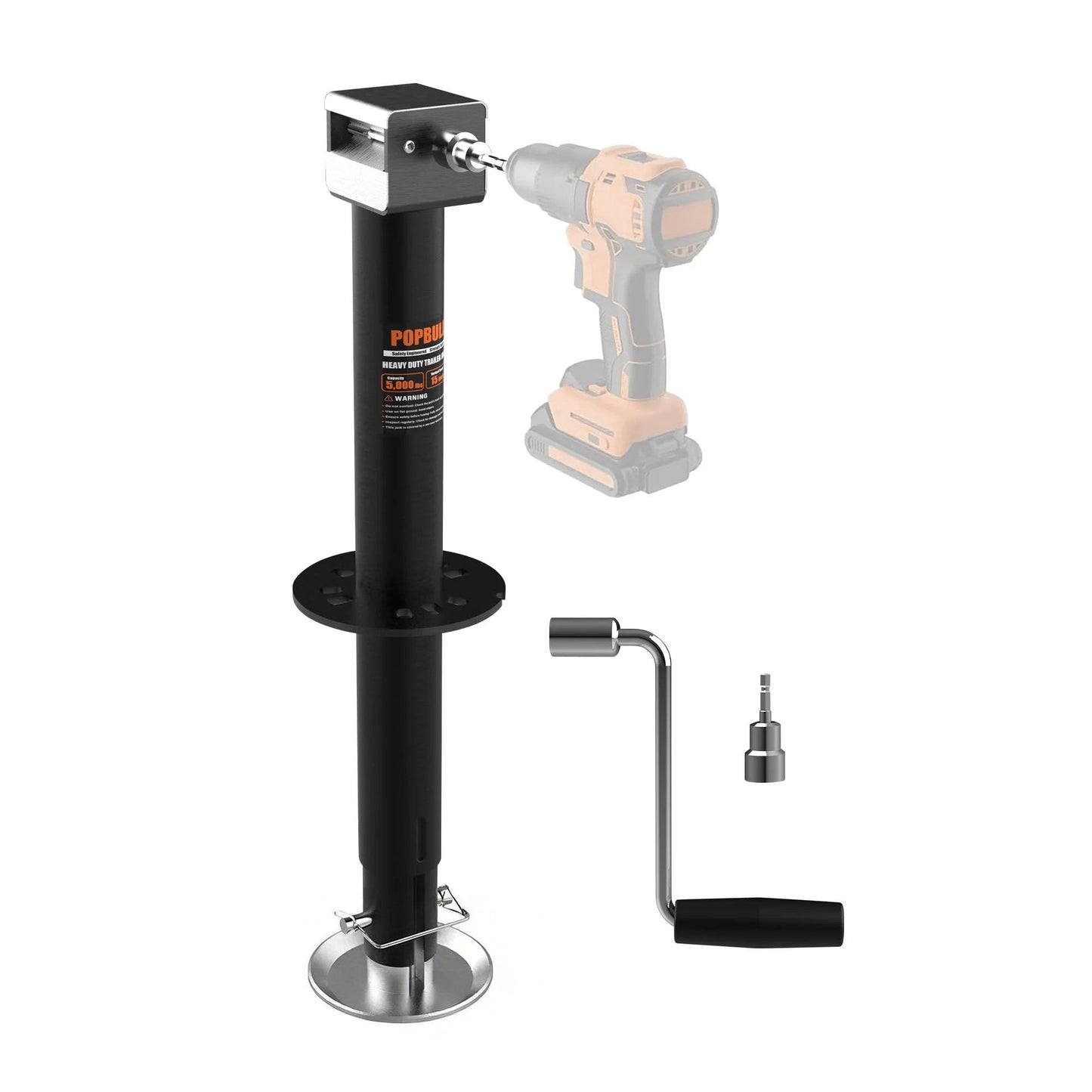5000lbs A-Frame Trailer Jack With 30 Inch Lift Cordless Drill Compatible 20 To 24V Adjustable Drop Leg For RV, Horse And Utility Trailers Heavy Duty Lift With Power Or Manual Operation