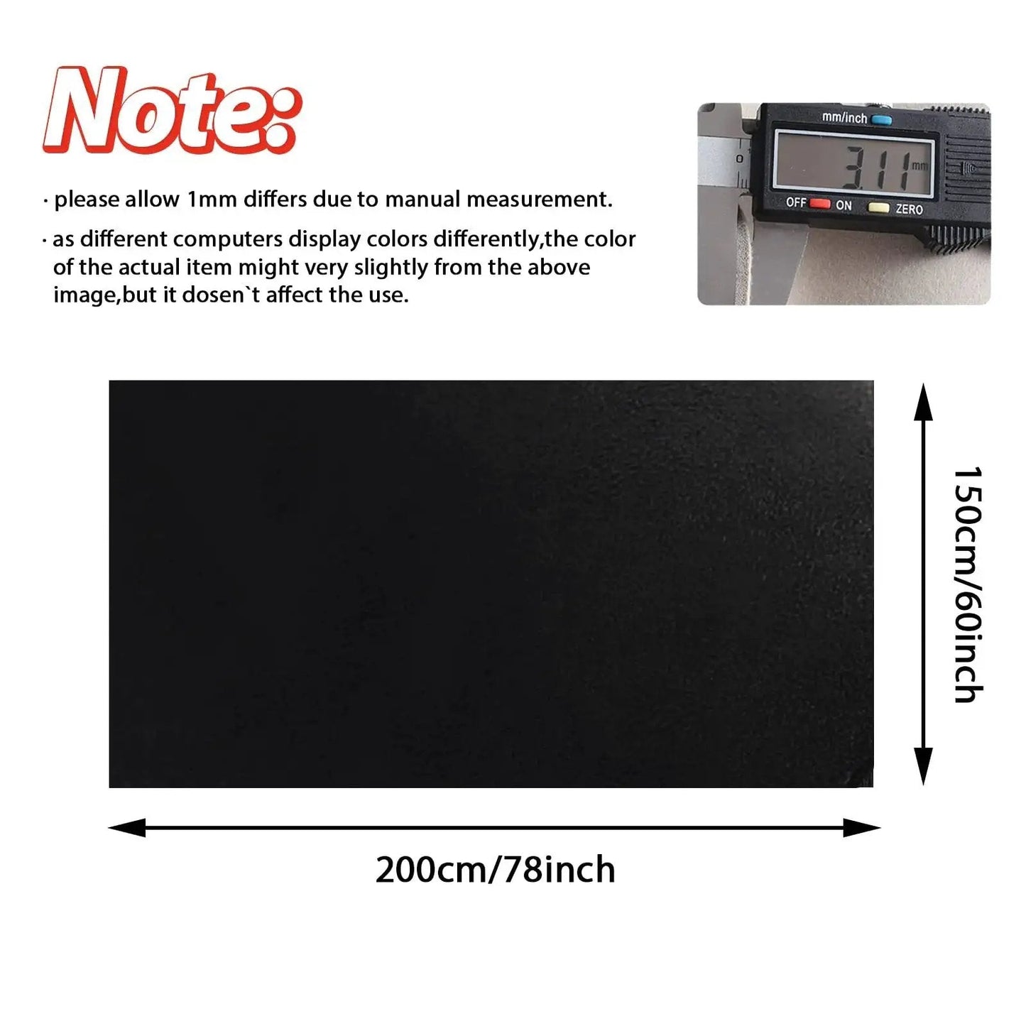 Black Suede Headliner Fabric With Foam Backing 79x60 Inches For Auto DIY shown with dimensions and texture
