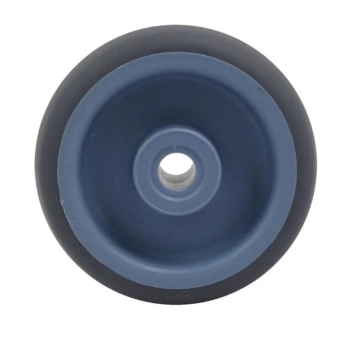 Front view of 2 Inch Diameter TPR Wheel For Carts And Trolleys With 8.5mm Bore 49 By 22mm Size Quiet Roll Caster Wheel Pulley Roller Four Pieces Low Starting Resistance Smooth Mobility Gray And Blue