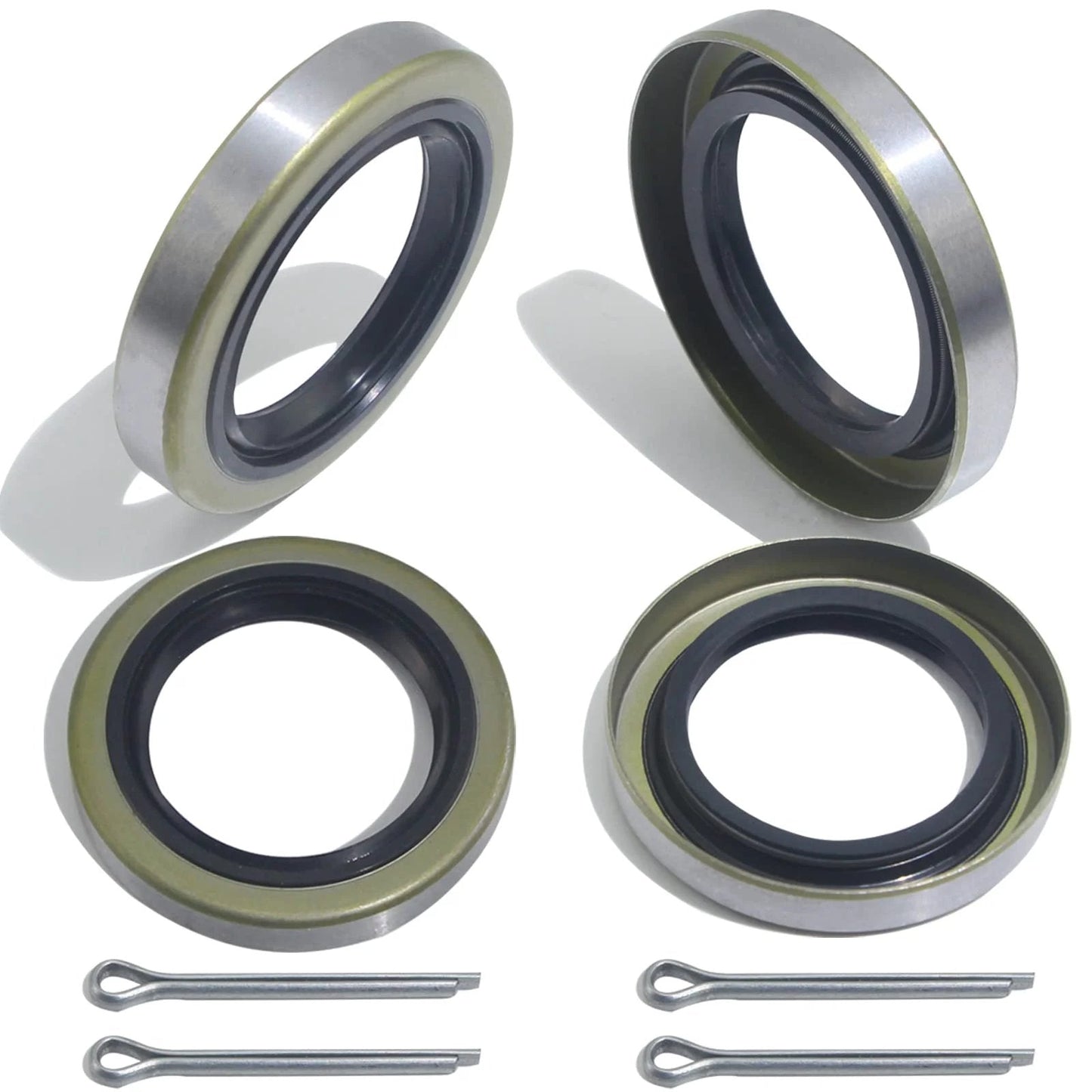 4 Pack Trailer Axle Hub Wheel Grease Seals With Cotter Pins For 3500Lb Spindles 1.719 Inch ID And 2.565 Inch OD 0.5 Inch Wide Fits Dexter 010-019-00 171255TB Replaces National NOK GS Series Ideal For DIY Trailer Repair
