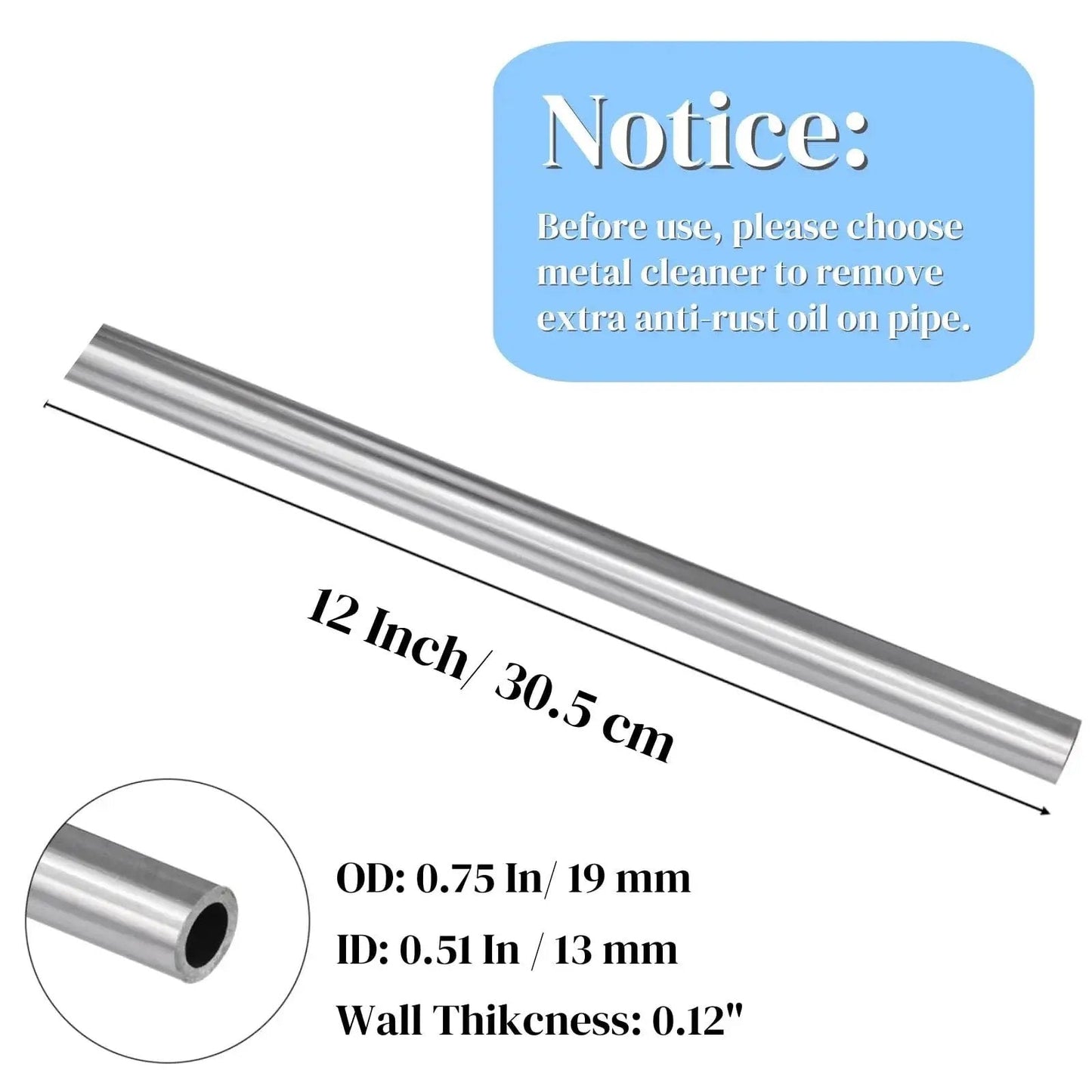 Six Pack Round Steel Tubes 12 Inch Long Three Quarters Inch Outer Diameter 0.51 Inch Inner Diameter 0.12 Inch Wall Weldable