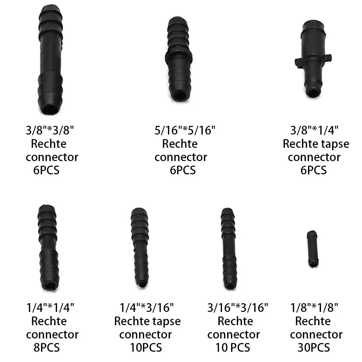 Close-up of 113 Piece Vacuum Connector Assortment Kit For Auto Hoses With 12 Sizes Of Tee And Straight Nylon Fittings