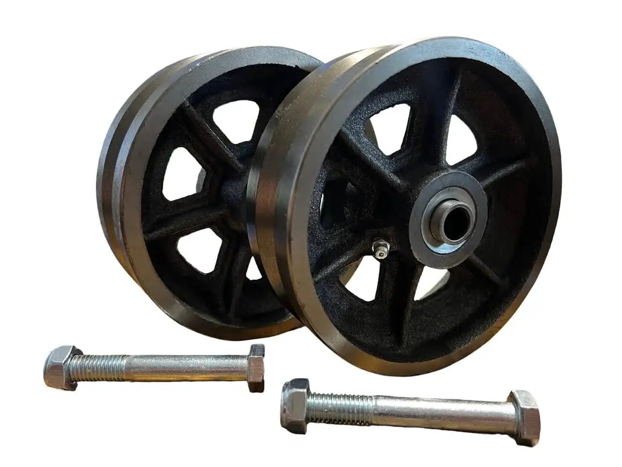 Heavy Duty 6 Inch Cast Iron V Groove Wheel For Sliding Gates With Weldable Steel Box Premium Needle Roller Bearings 100 Lbs Capacity
