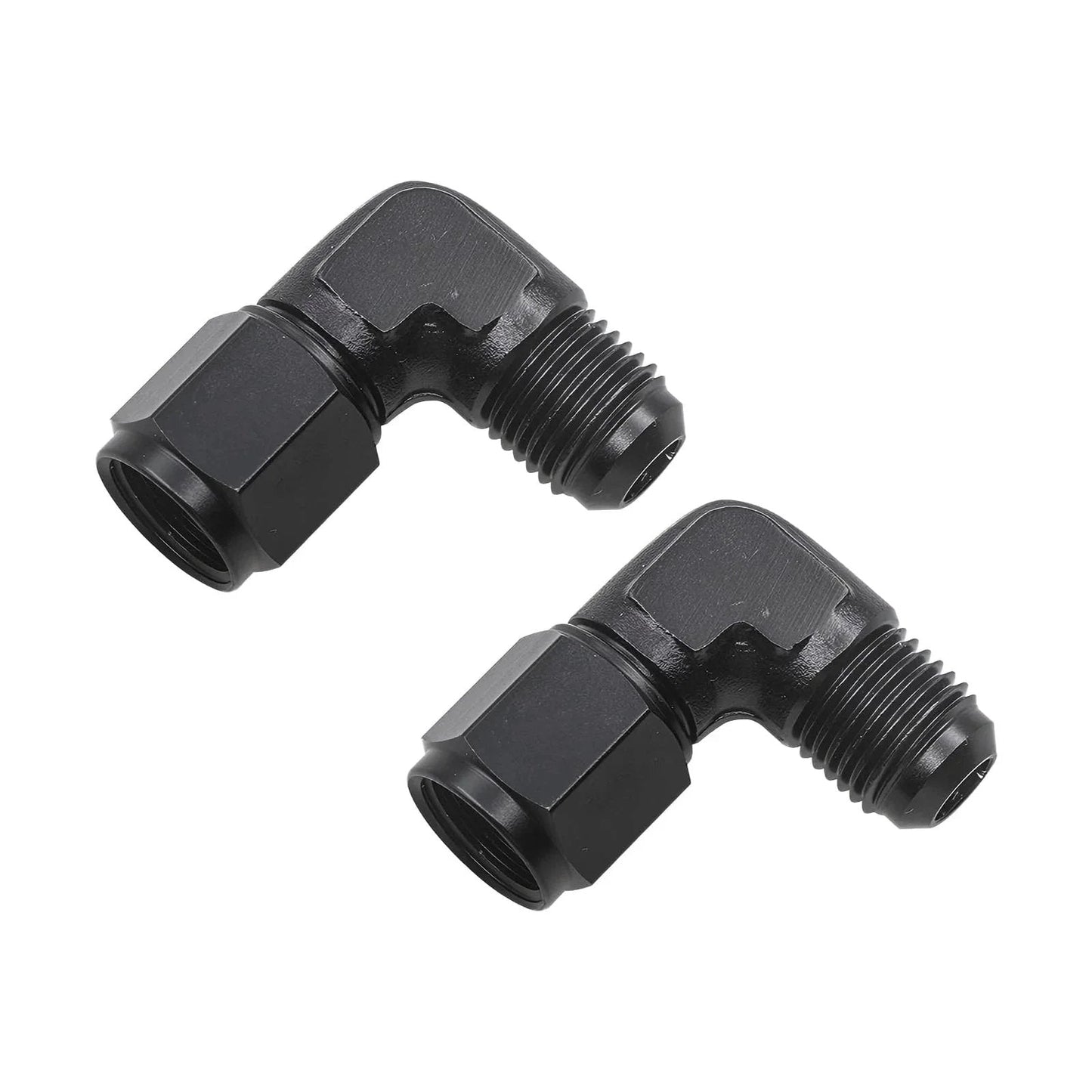 2 Pack 6AN Female To 3/8 Barb 90 Degree Hose Swivel Fittings Aluminum Black Anodized 6061 T6 For Fuel Lines And Pressure Regulator Fittings Durable Rust Resistant Performance For Cars And Trucks