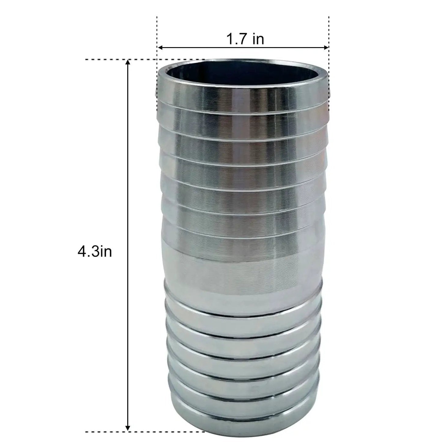 Heavy Duty Two Inch Stainless Steel Hose Barb Fitting Straight Barbed Coupler With Four Clamps For Oil And Water 304 Stainless Steel