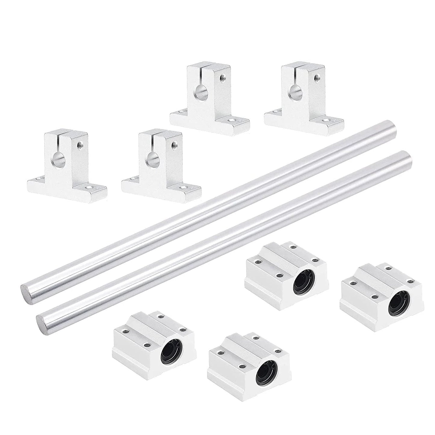 2Pcs 8mm By 400mm Linear Motion Rod Guide Kit With 4 SCS8UU Bearings And 4 SK8 Aluminum Rail Supports For CNC Machining And DIY Projects Perfect For CNC Routers 3D Printers Milling Projects And Robotic Arms