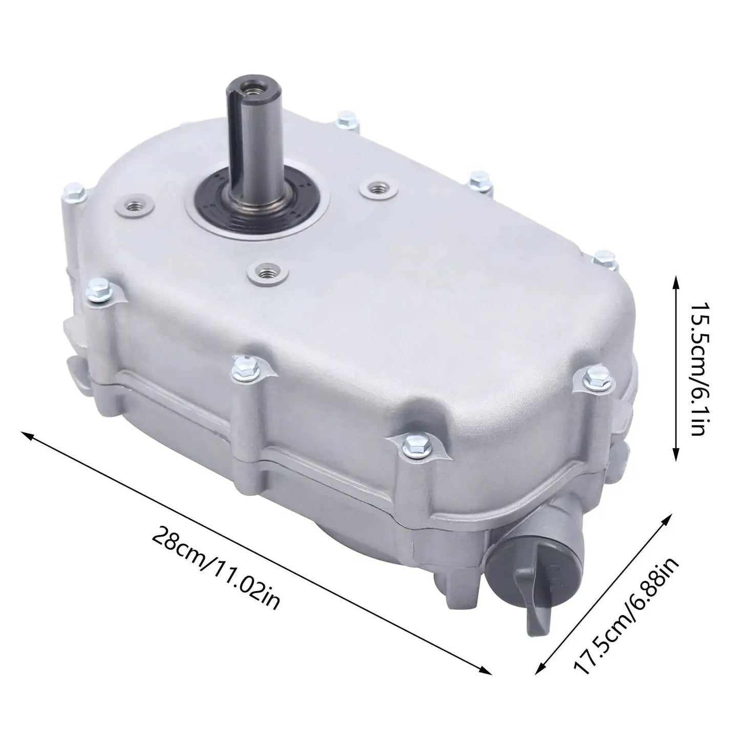 Side view of Two To One Gear Reduction Box With Built In Clutch For Honda GX270 13HP Engine Compact Iron And Aluminum Housing