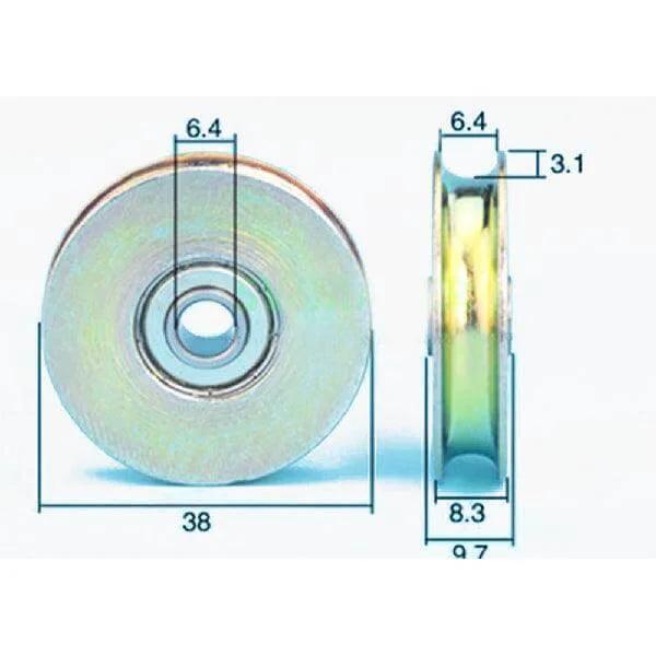 6.4mm Bore Bearing - 38mm Steel Wire Rope Cable Track Pulley 6.4x38x8.3mm