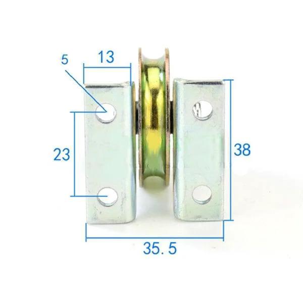 6.4mm Bore Bearing - 38mm Steel Wire Rope Cable Track Pulley - Triangular 2L bracket