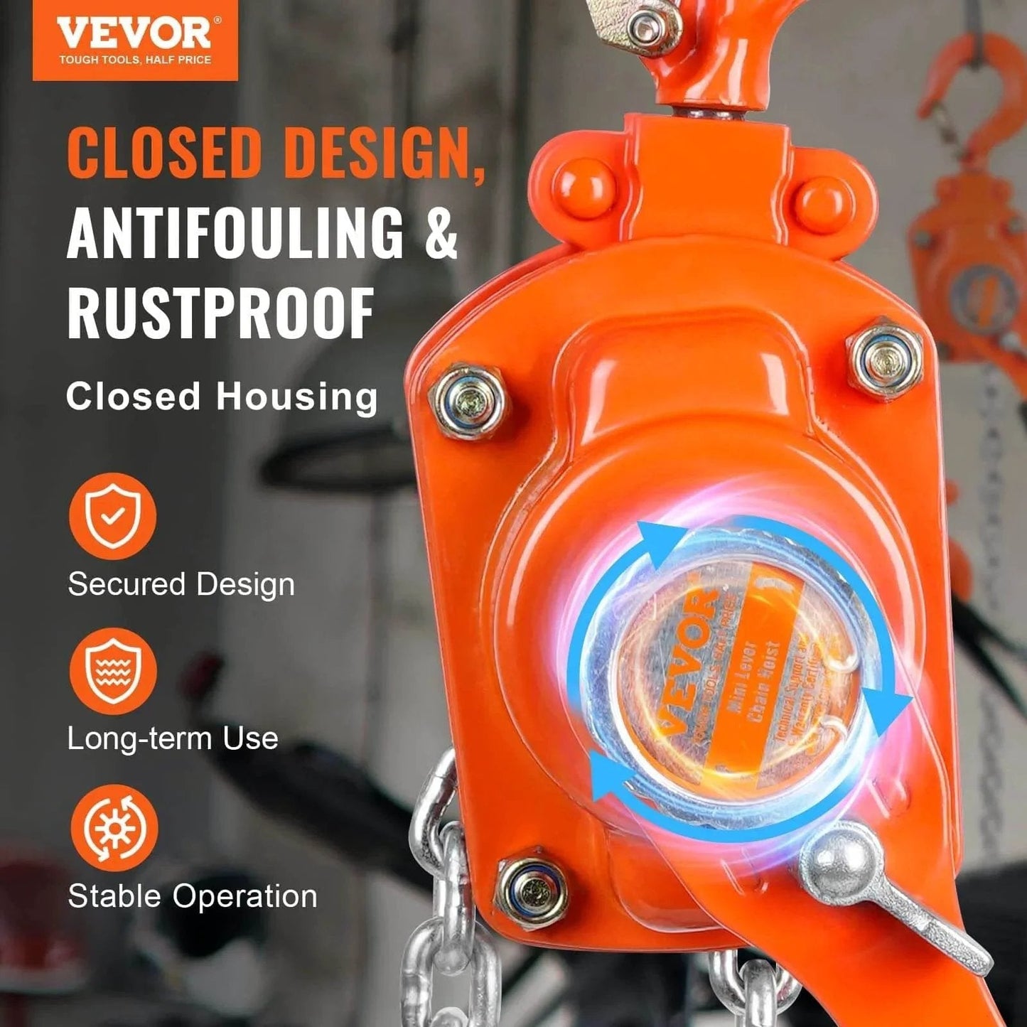 Manual Lever Chain Hoist Quarter Ton Come Along Ten Ft G80 Chain Weston Style Dual Pawl Brake with closed design