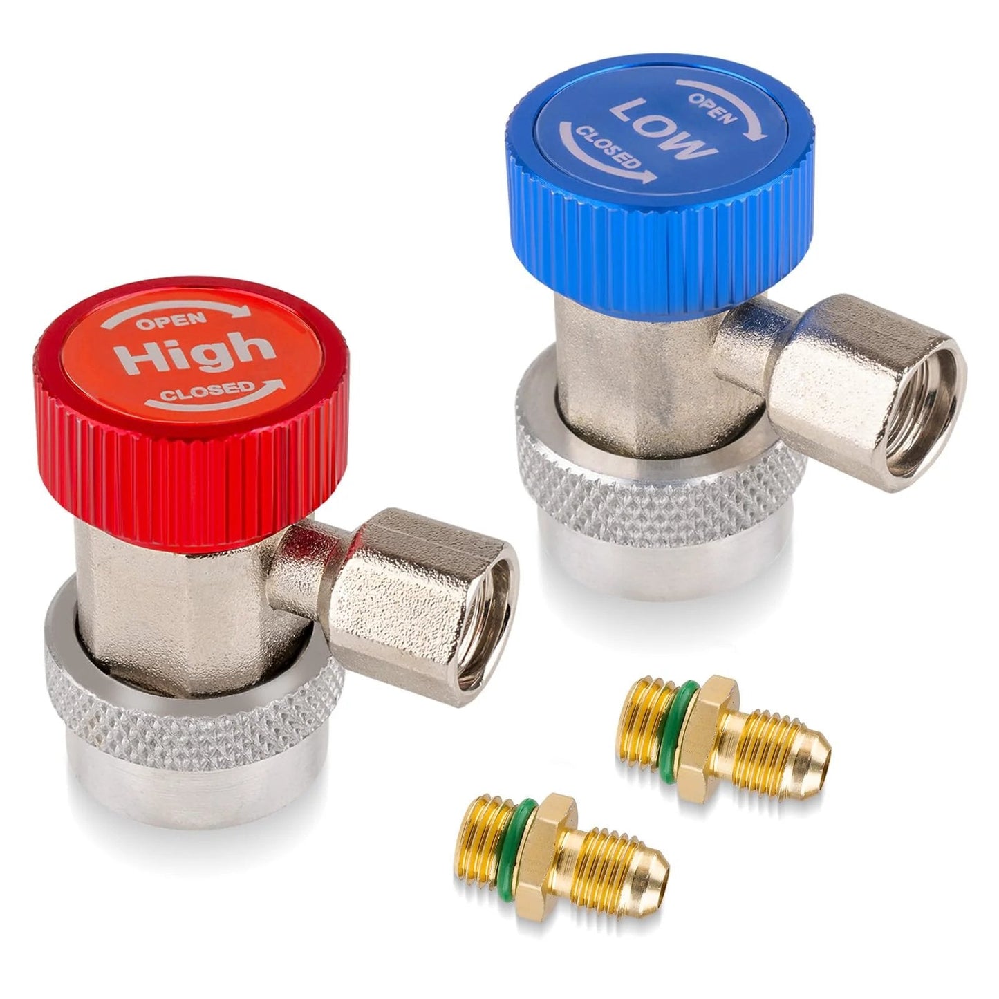 2 Piece R134a Refrigerant Adapter And Hose Fittings Set For DIY Automotive Air Conditioning Maintenance And Refill With High Low Pressure Couplers And Superior Efficiency Aluminum Fittings