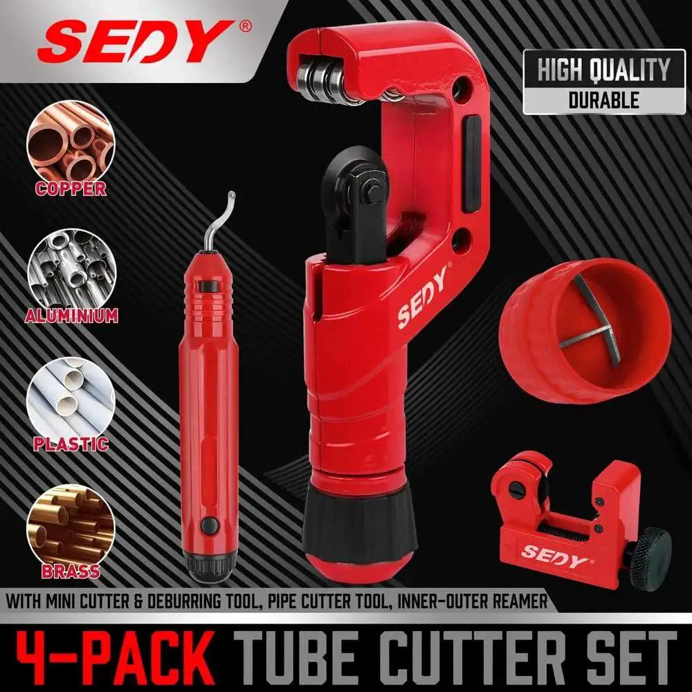 Heavy Duty Tube Cutter Set With Six Bearing System And Deburring Tool For Copper, Aluminum, And PVC Pipes 3/16 To 2 Inch OD Cutter