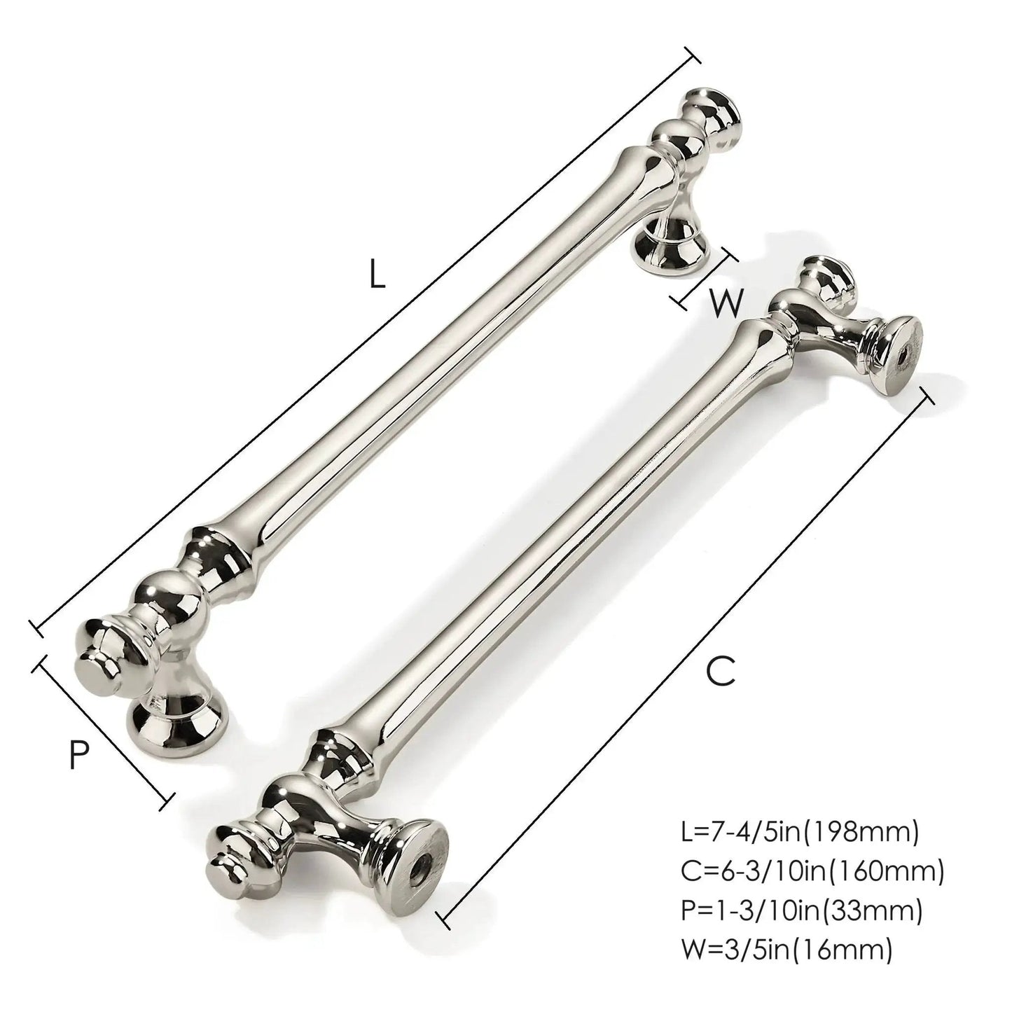 10 Pack Six And A Quarter Inch Polished Nickel Cabinet Pulls 160mm Drawer Handles for Cabinets