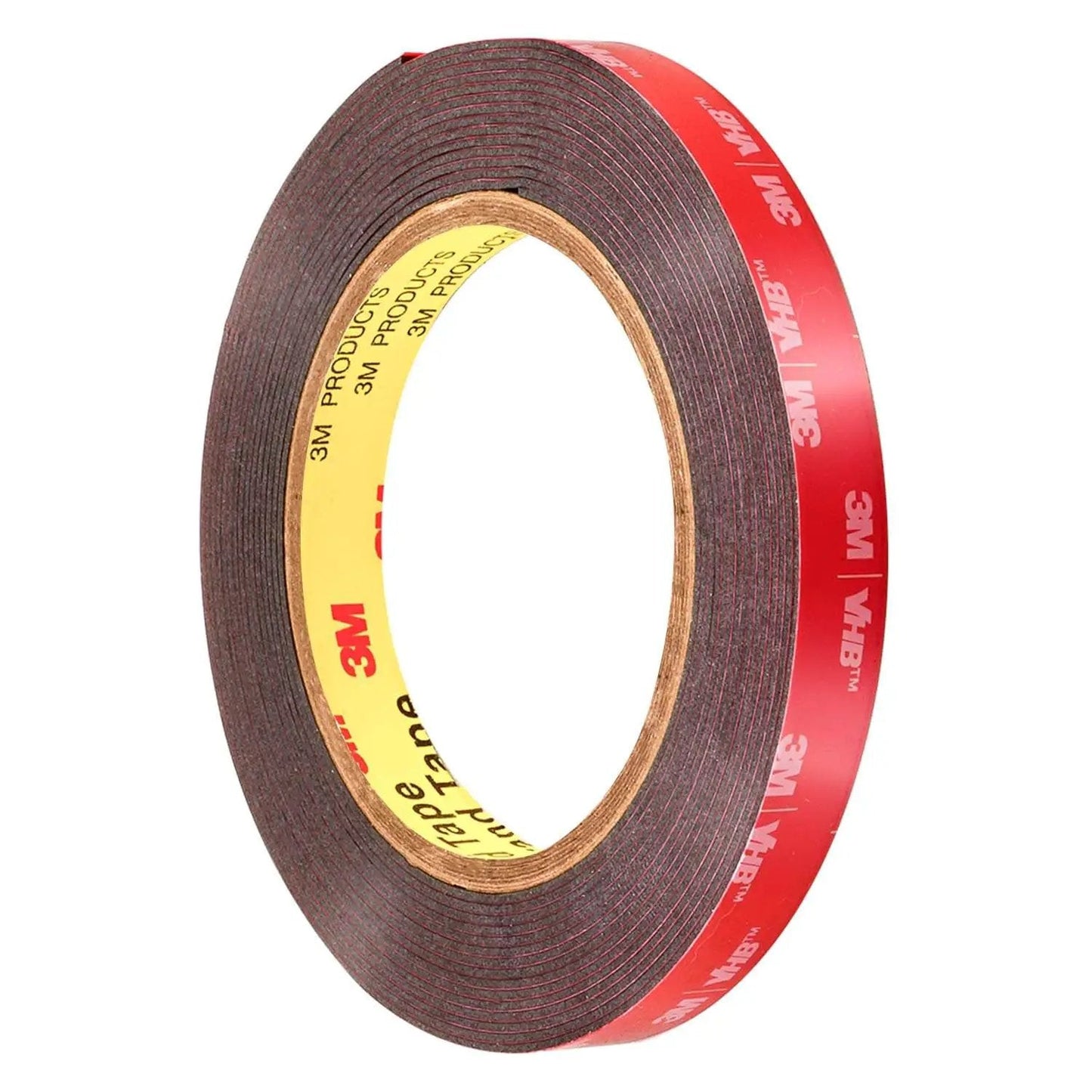 Half Inch By Fifteen Feet VHB Double Sided Foam Adhesive Tape 5952 Grey roll with red lining for automotive mounting and bonding