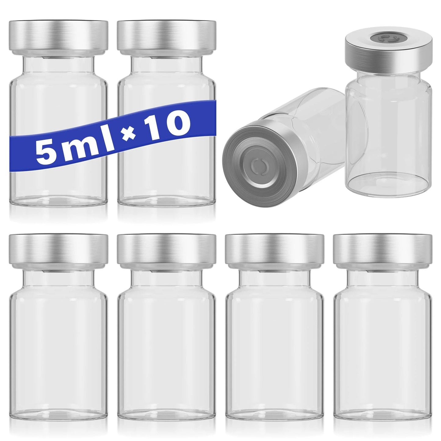 5ml Glass Vials For Injection With Self Healing Injection Port Pro Grade Transparent Sealed Empty Vials For Injection Pack Of 10 Great For Sampling Reconstitution And Fast Lab Workflow