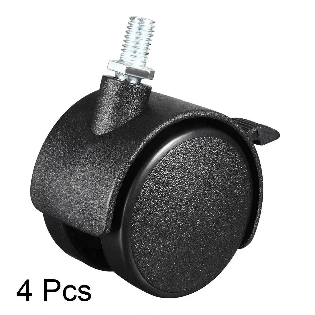 2 Inch Nylon Swivel Casters With Brake Twin Wheel Set For 360 Degree Rotation M10 By 15mm Threaded Stem 115 Lb Total Capacity