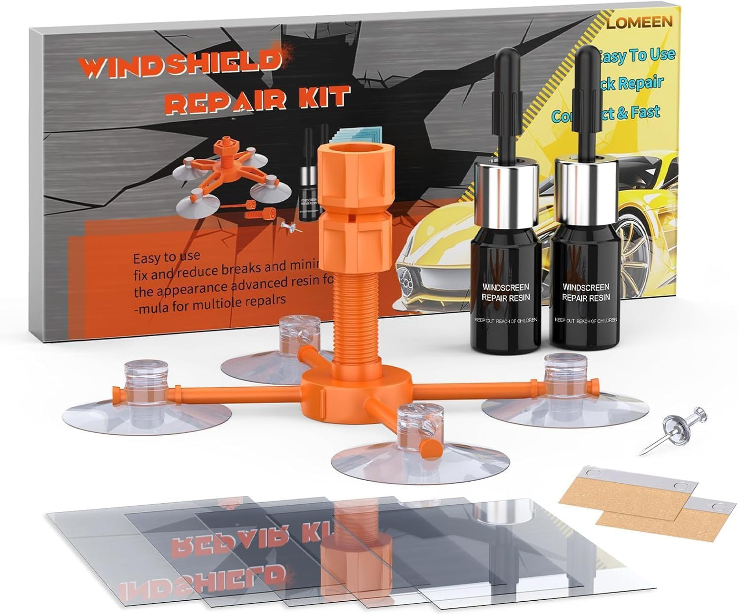 2 Pack Windshield Repair Kit With Enhanced Injection Head For Scratches Cracks And Star Shaped Chips For Fast Fix Clear Results And Easy DIY Repair For Damaged Glass