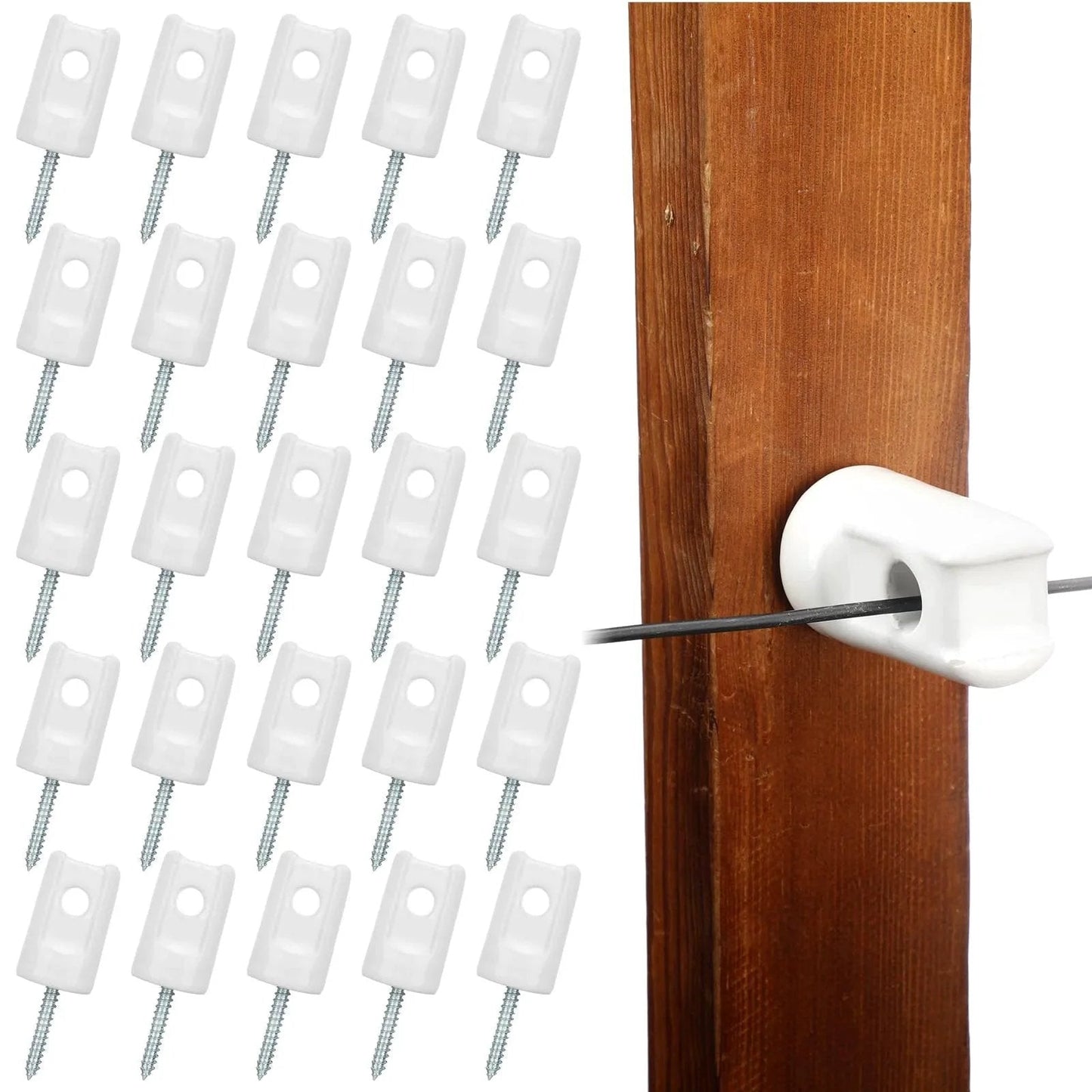 25 Pack Ceramic Lag Screw Fence Insulators For Wooden Posts, Heavy Duty Porcelain Electrical Fence Insulators, Ideal For Ground Fencing, Agricultural And Ranching Use, Keeps Wires Safe, Stable, And Weather Ready