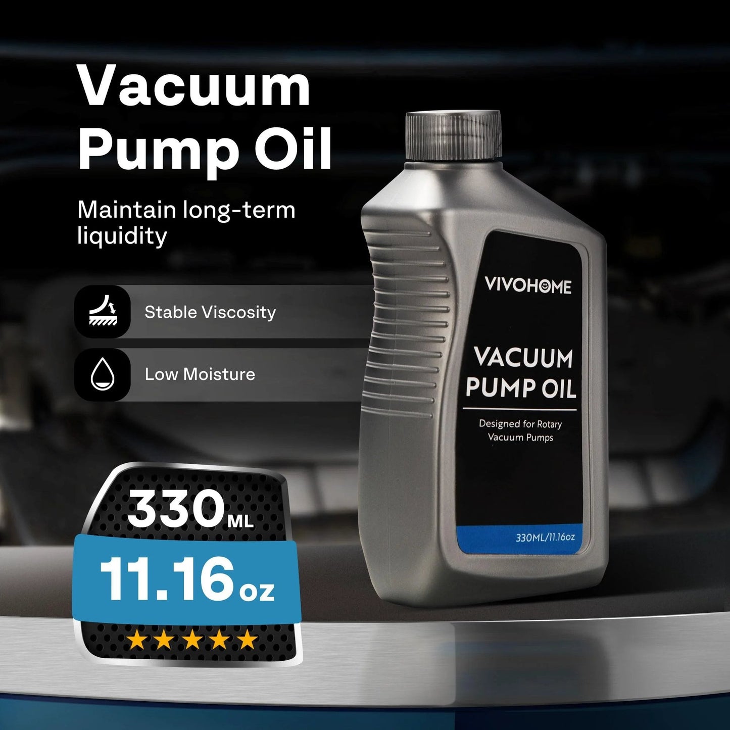 Top Shelf Pro Grade Vacuum Pump Oil For HVAC Systems High Viscosity Low Moisture 330 Milliliters (11.16 oz) Hydrotreated Formula Delivers Superior Lubrication Reduces Foaming And Extends Pump Life For Efficient Operation bottle