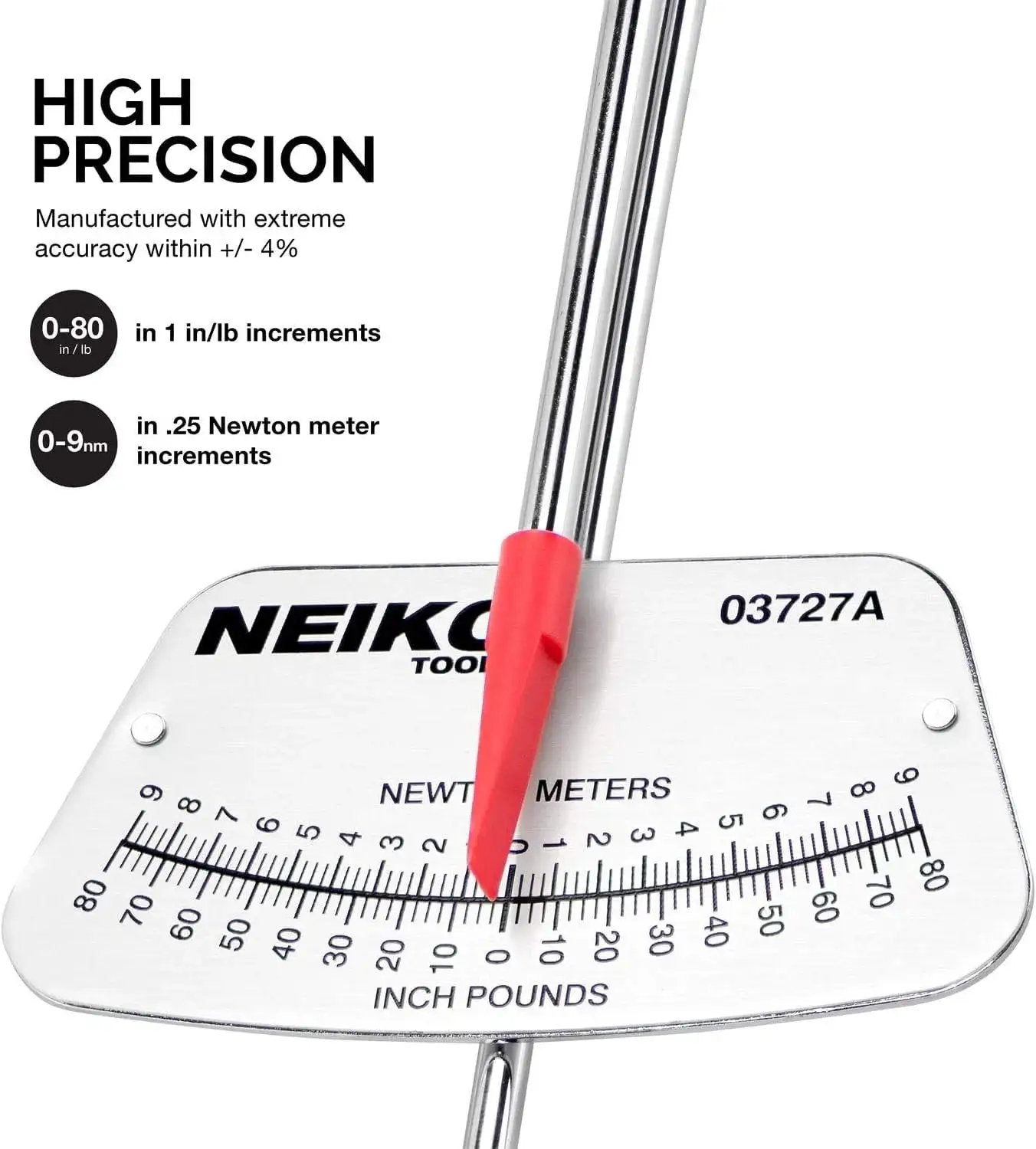 1/4-Inch-Drive Beam Torque Wrench With Dual SAE And Metric Readings for Bicycle and Automotive Use scale close-up