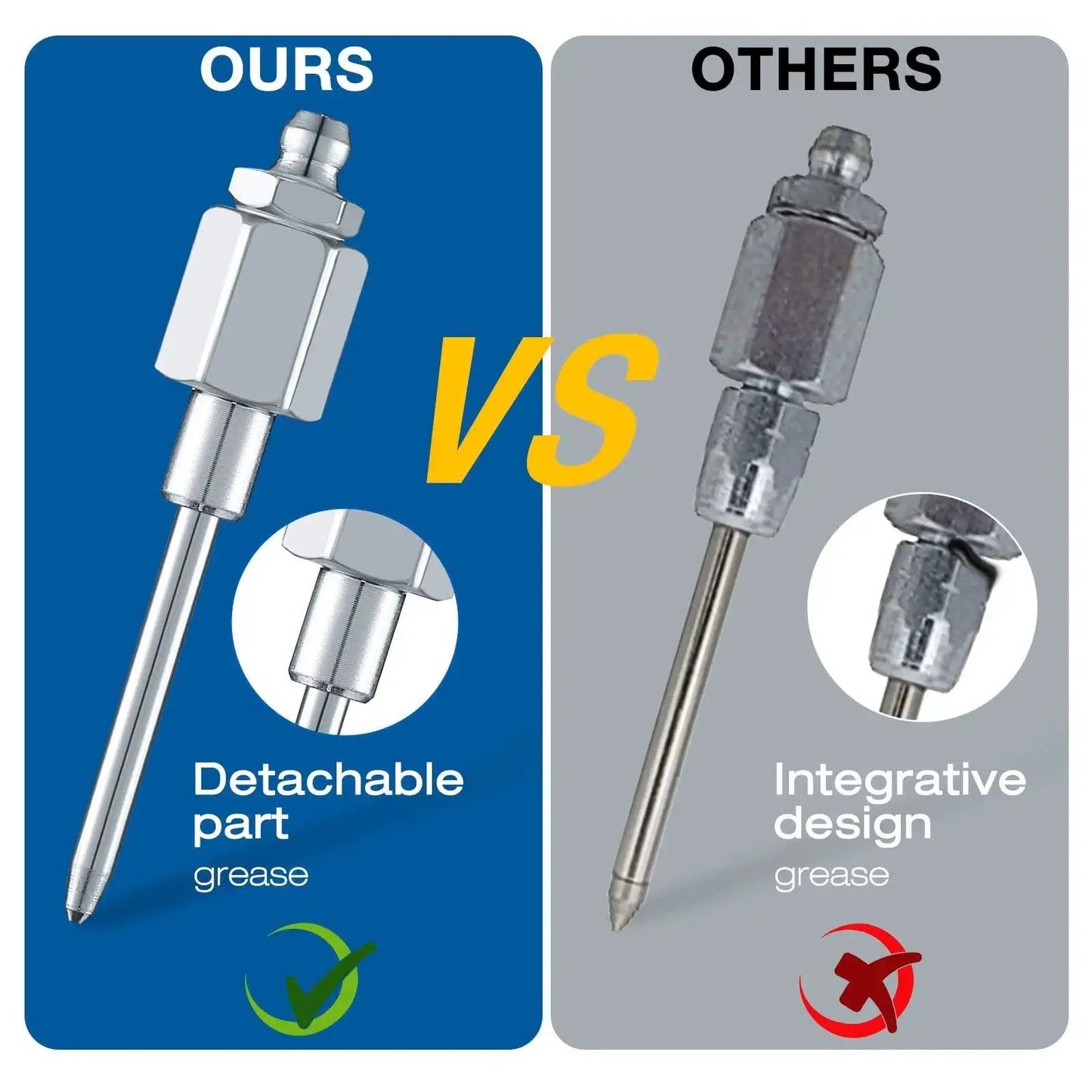 Needle Nose Grease Nozzle For Hand Operated Grease Gun With Narrow Needle Adapter And Fittings One Eighth Inch NPT Threads Reaches