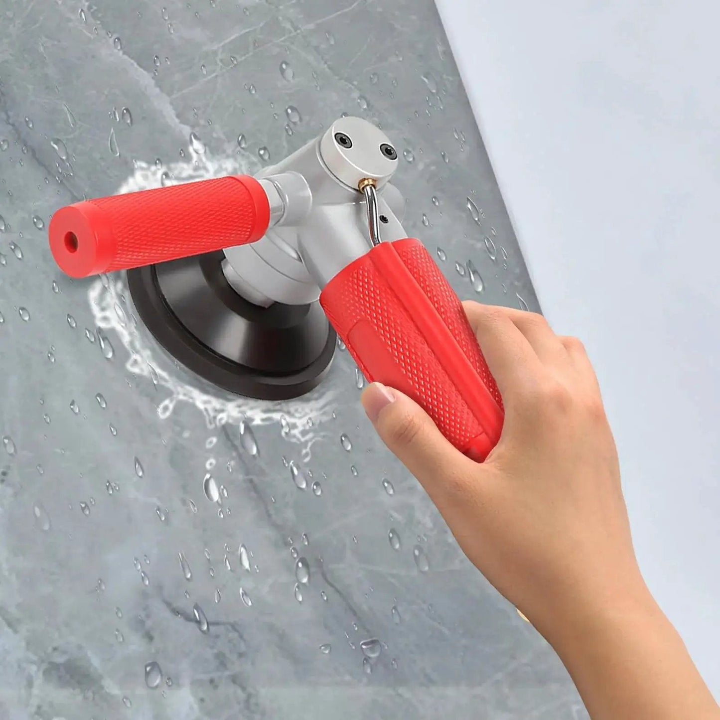 4 Inch Pneumatic Wet Stone Polisher with Water Jet for Marble Granite Concrete Polishing Air Sander 4300 RPM in use