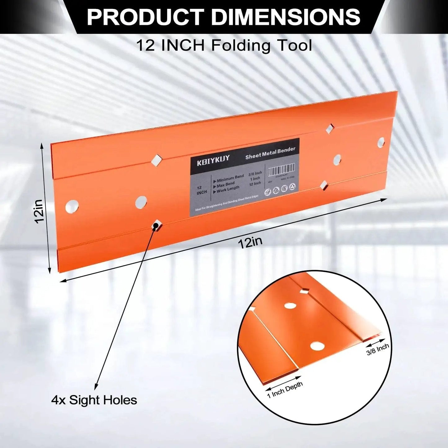 Sheet Metal Bender Hand Seamer For HVAC Ductwork Roofing And Metal Panels Ideal For Pros And DIYers 12 18 Or 24 Inch Lengths With Three Eighths Or One Inch Fold Depth Heavy Duty Steel Brake In High Visibility Orange By Kbiykuy