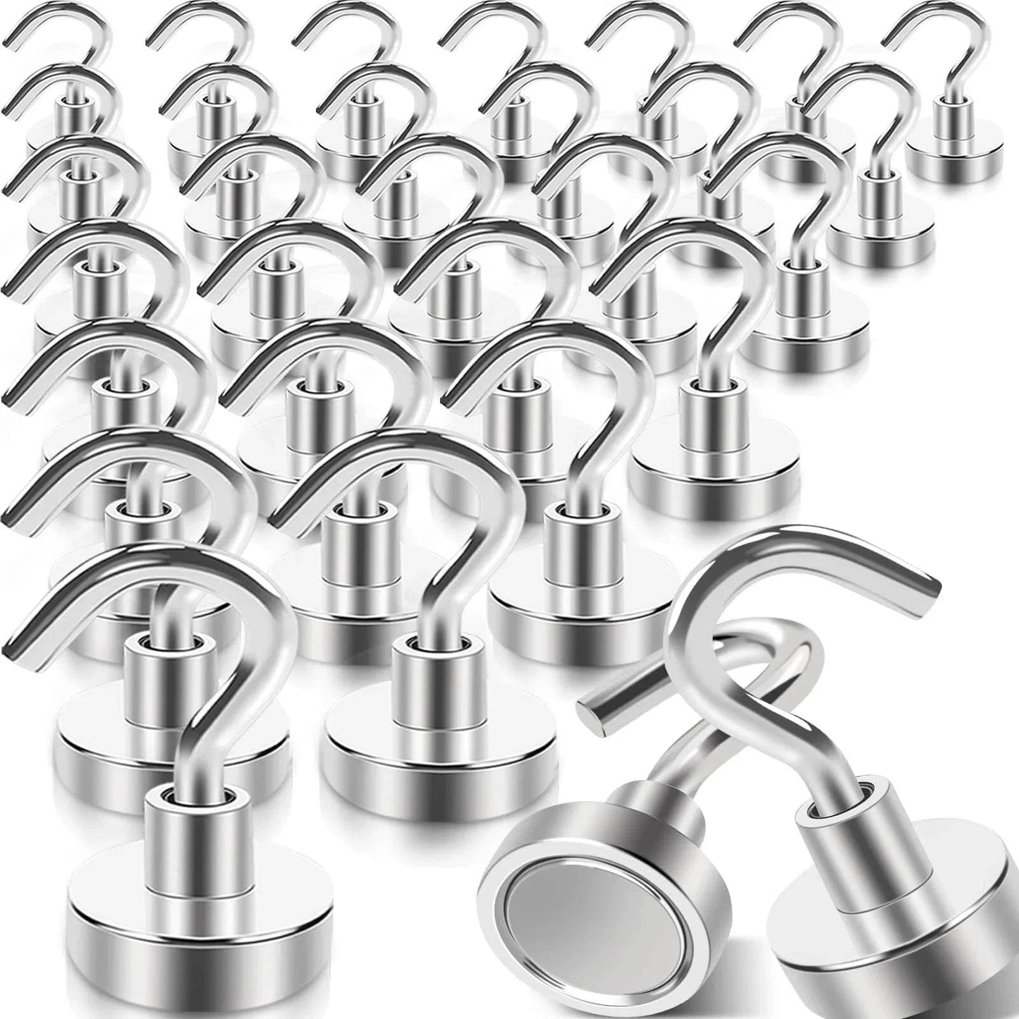 30 Pcs Super Strong Magnetic Hooks 25 Lbs Heavy Duty Magnetic Hooks For Hanging Rare Earth Neodymium Magnets Ideal For Cruise Ship Camping Kitchen Fridge Garage Wall Mounting Great For Kitchens Racks Garages Boats Campers And More