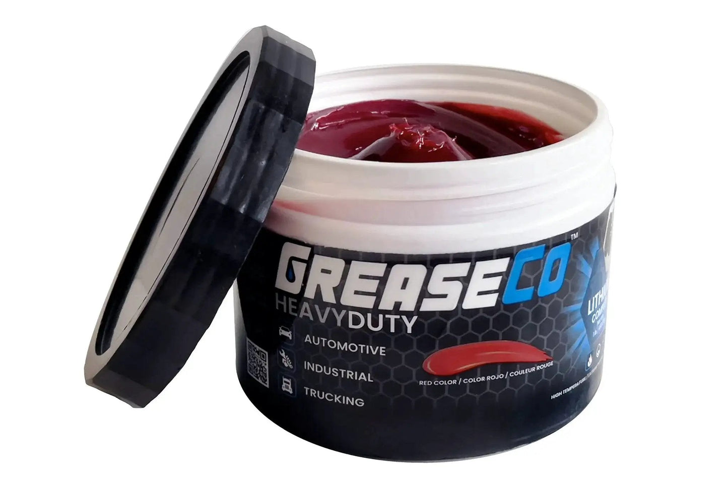 Open tub of Red High Temp Wheel Bearing Grease Multipurpose Automotive Lubricant 1 Lb Tub Thick Tacky Lithium Based Grease