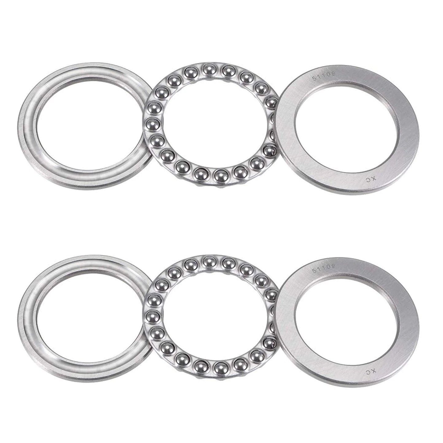 2 Pack 51109 Thrust Ball Bearings 45mm Bore 65mm Outer Diameter 14mm Width Bearing Steel With Steel Cage For Oven Turntables Jacks Pumps Rotating Equipment Machine Tools And Automobiles