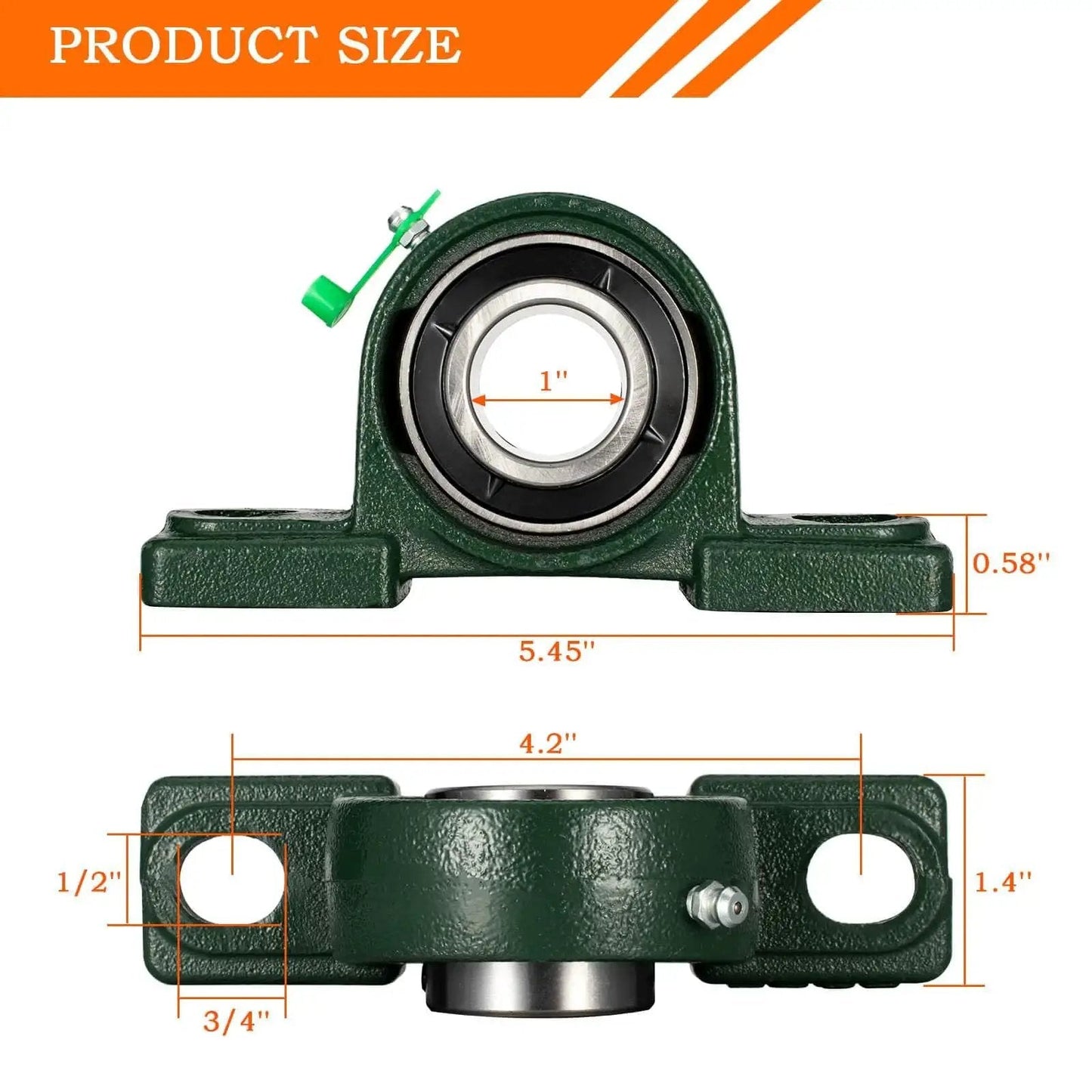 Pillow Block Bearing With 1 Inch Shaft Bore And Solid Cast Iron Base For Self Aligning UCP205-12 Swamp Cooler Parts Pack Of 2