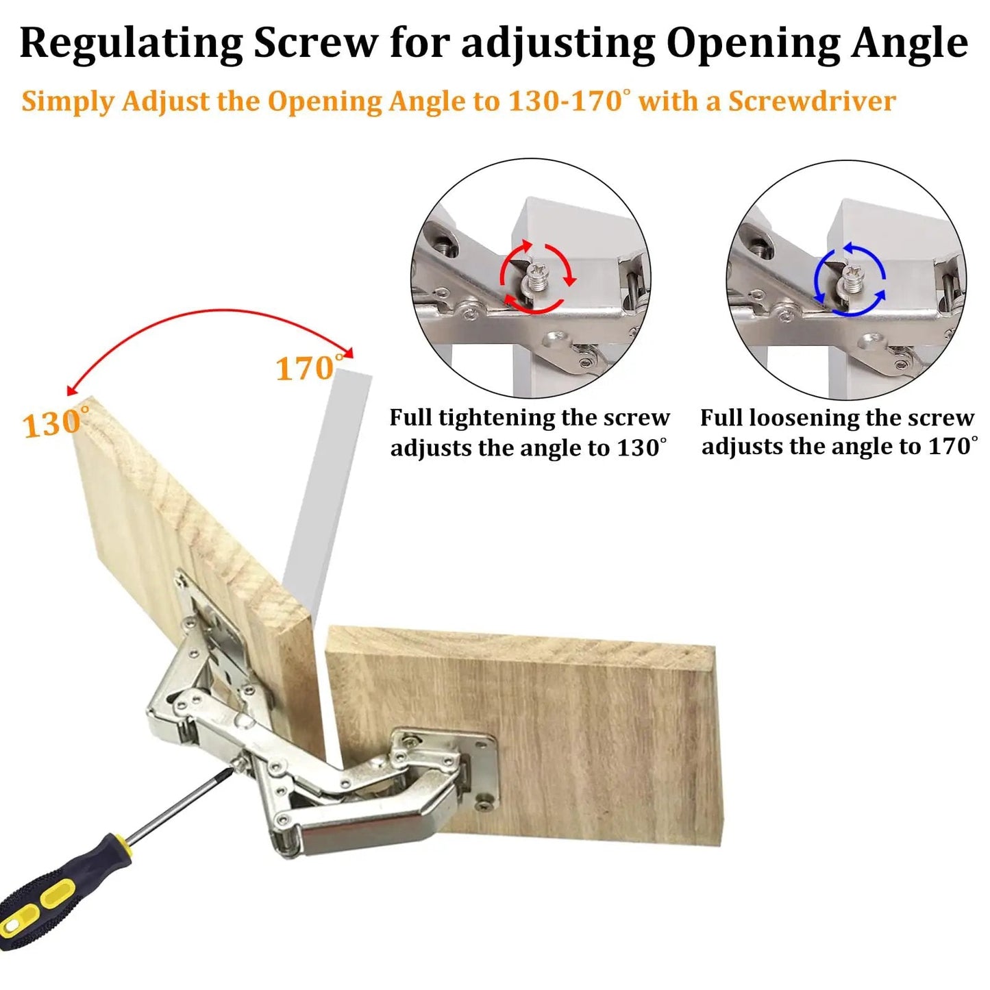 Two Pack 170 Degree Soft Close Cabinet Hinge Set Hydraulic Frameless Door Hinges with adjustable mounting
