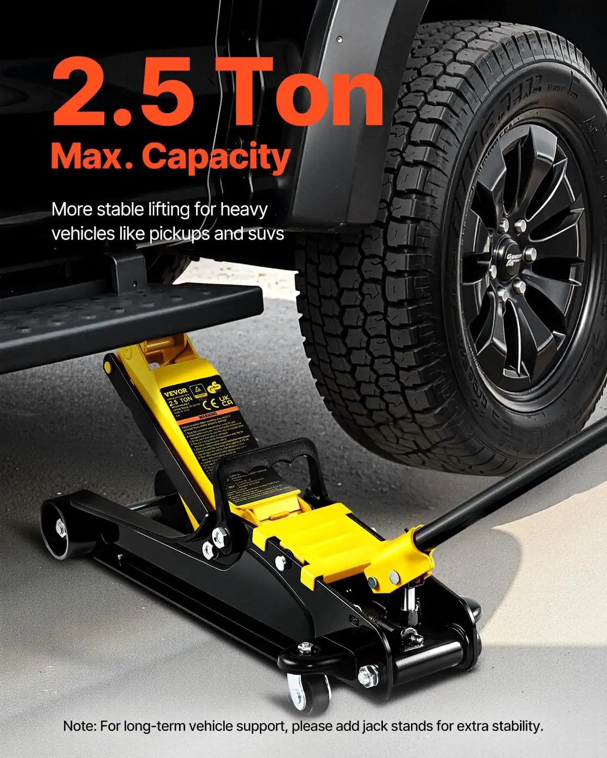 Heavy Duty Floor Jack 2.5 Ton Low Profile With Single Piston Lift Pump lifting a car tire