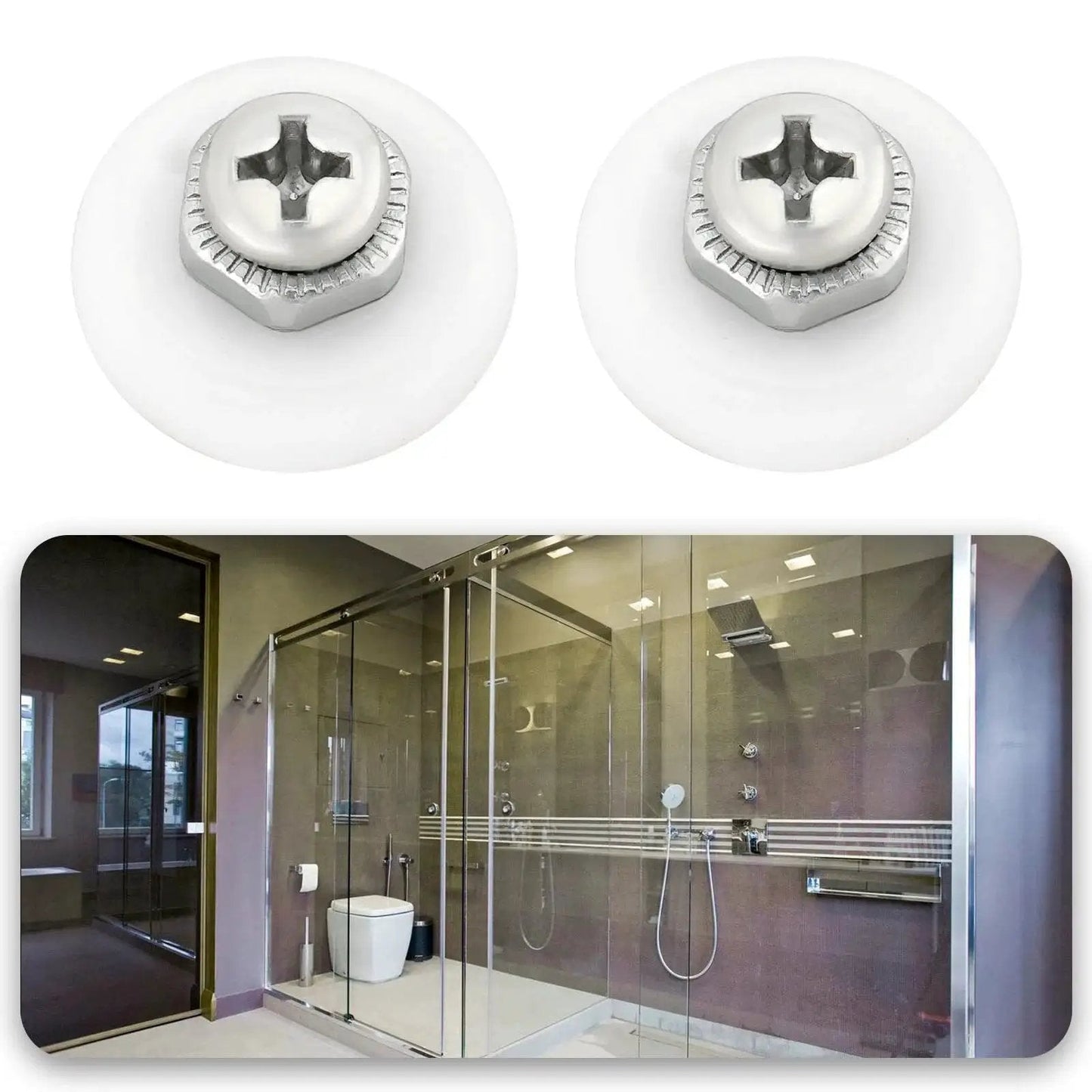 8 Piece Oval Edge Shower Door Rollers with Screws 19mm Diameter 6mm Thick Replacement Sliding Wheels for Glass Shower Doors